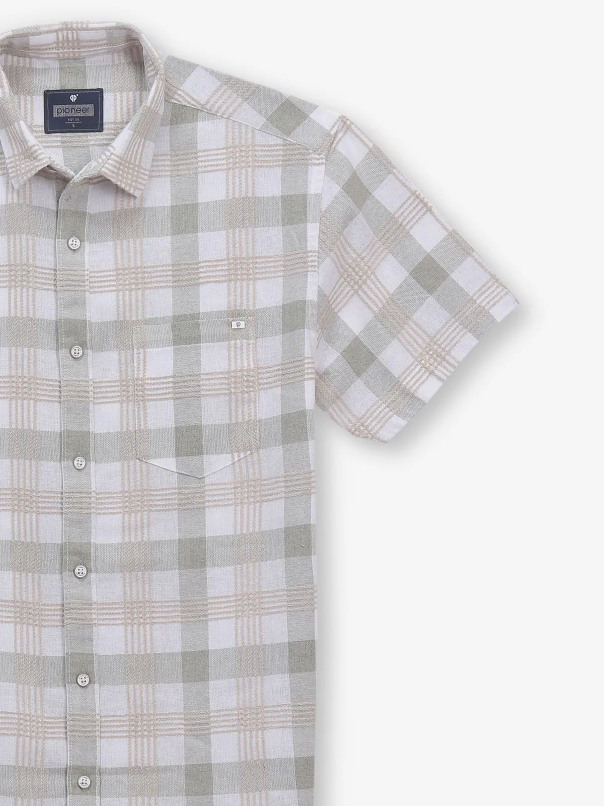 PIONEER checks white cotton shirt