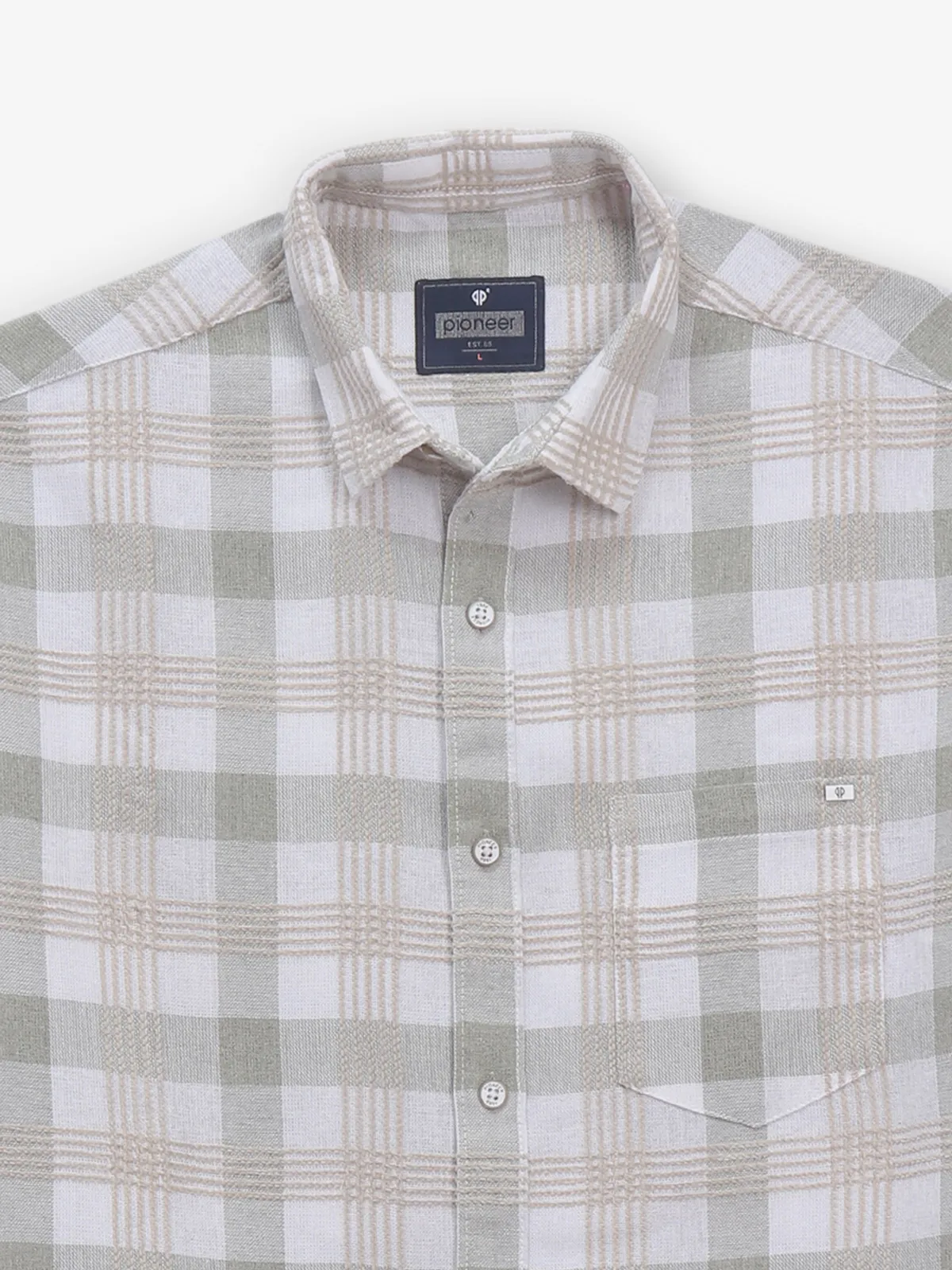 PIONEER checks white cotton shirt