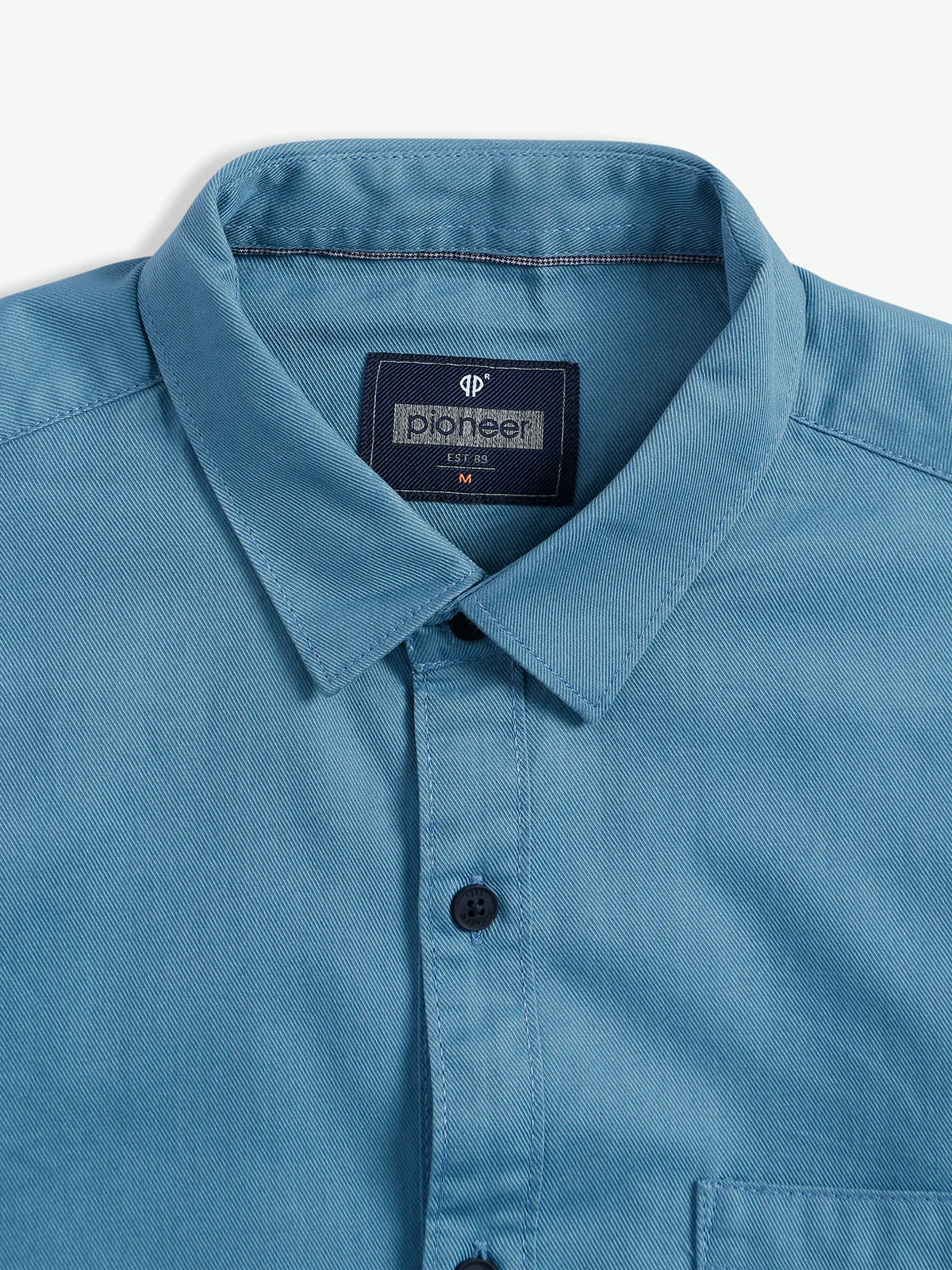Pioneer cotton plain blue shirt