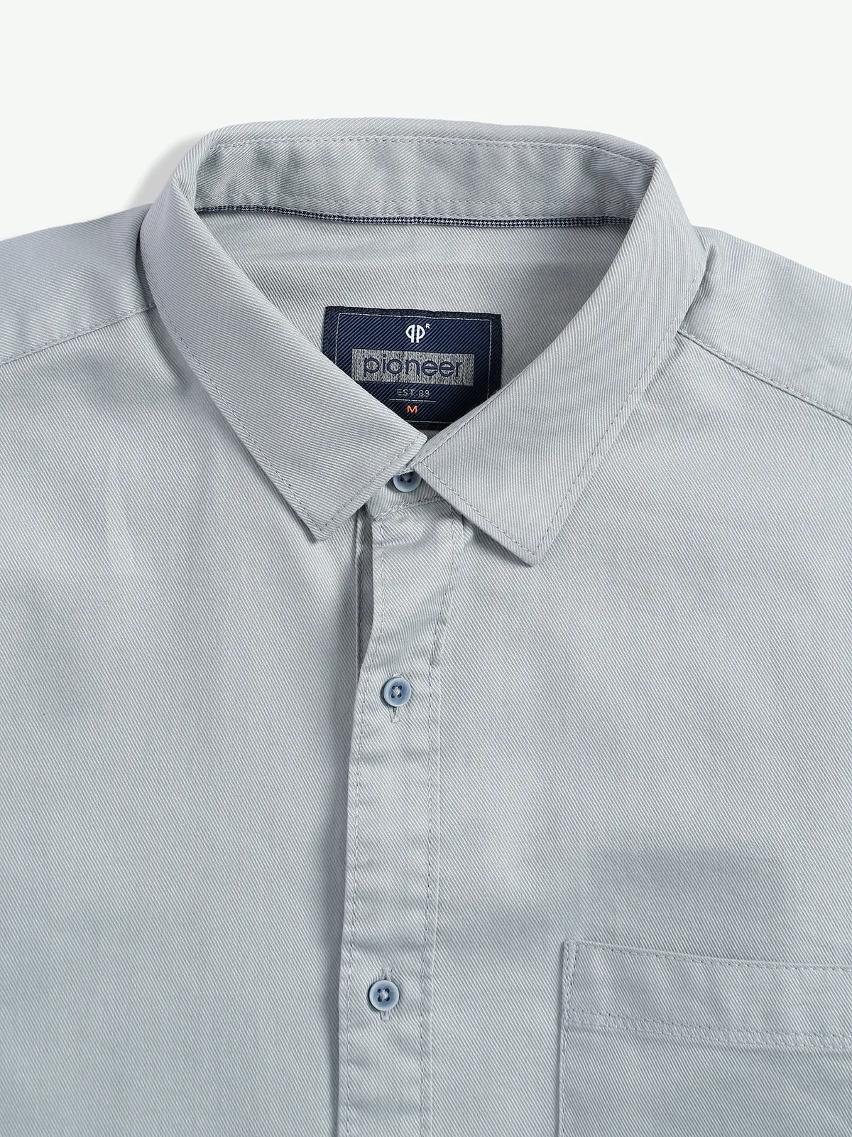 Pioneer cotton plain light grey shirt