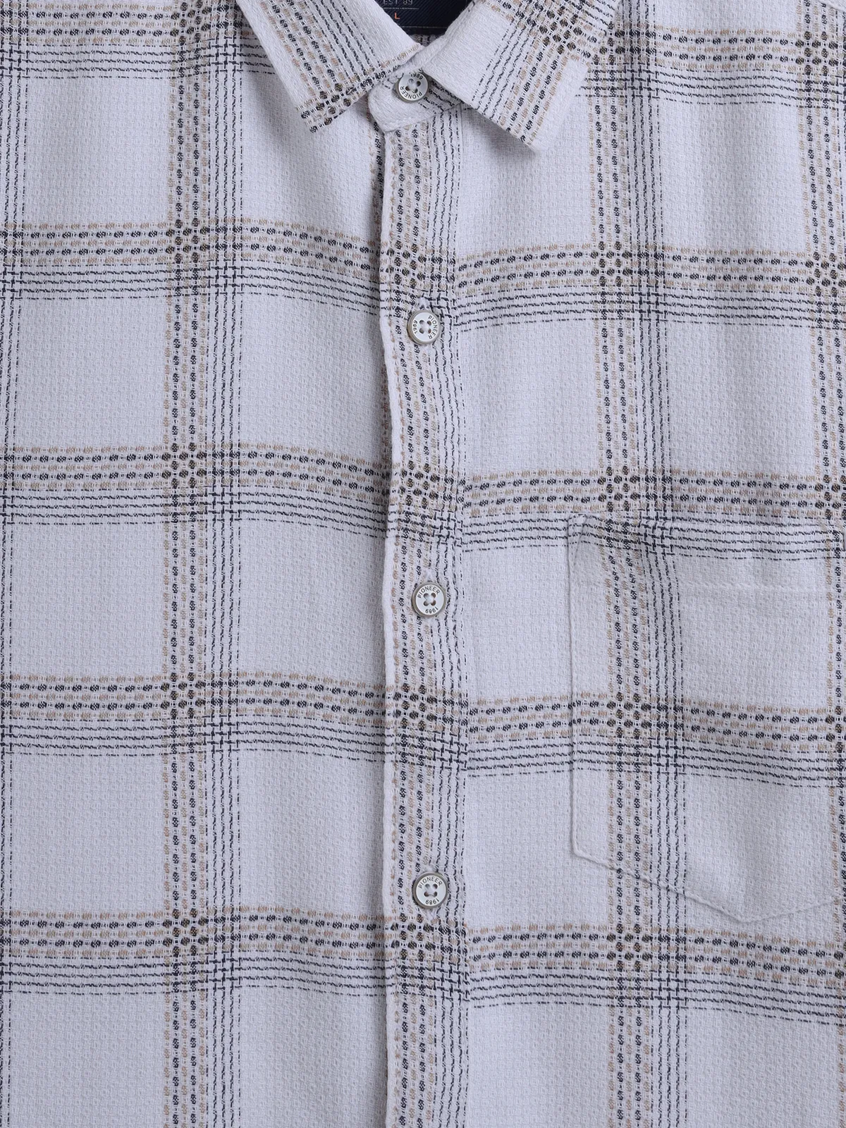 PIONEER cotton white checks shirt