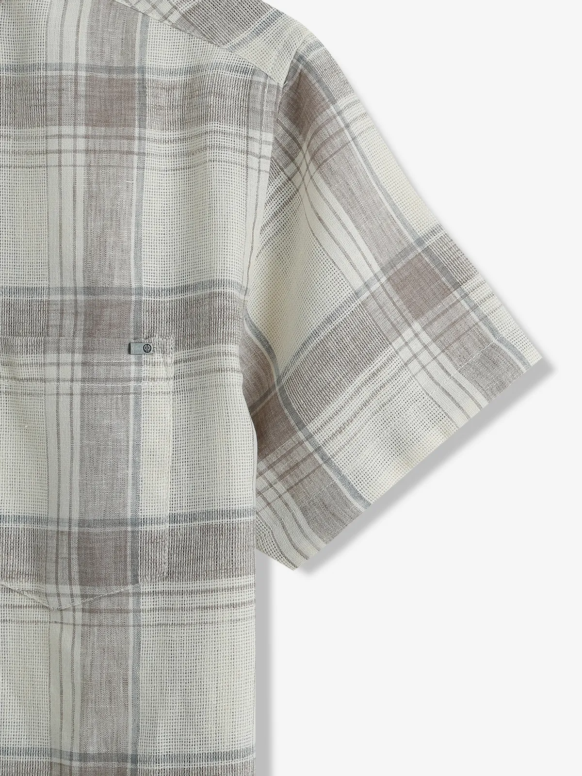 PIONEER cream checks casual cotton shirt