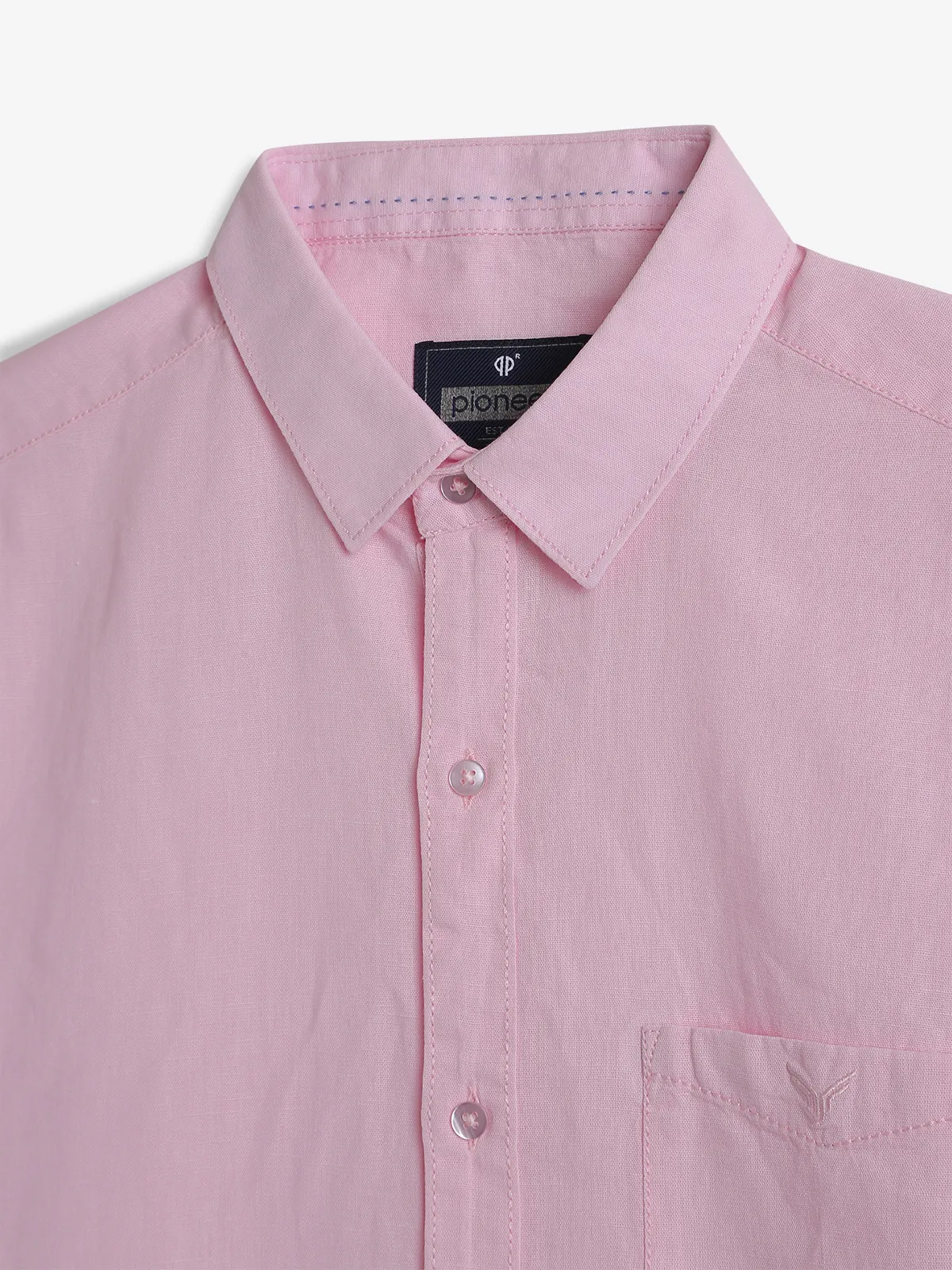 PIONEER light pink cotton plain shirt