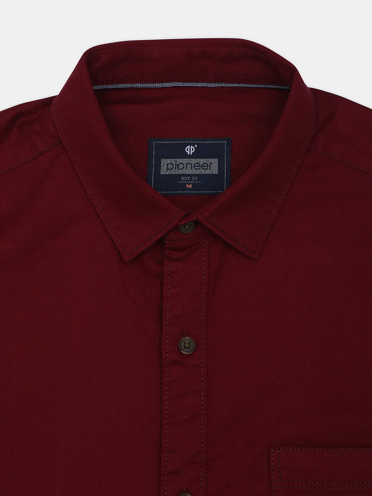 Pioneer maroon plain cotton shirt for casual