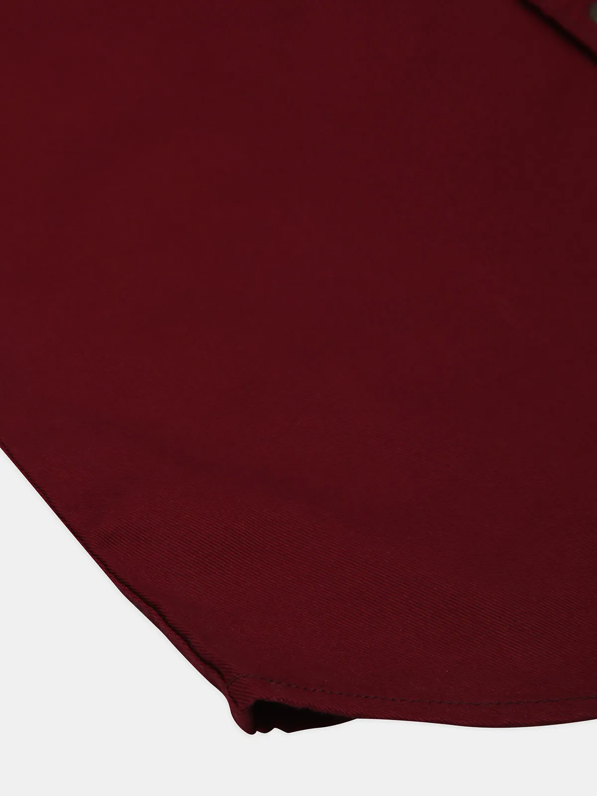 Pioneer maroon plain cotton shirt for casual
