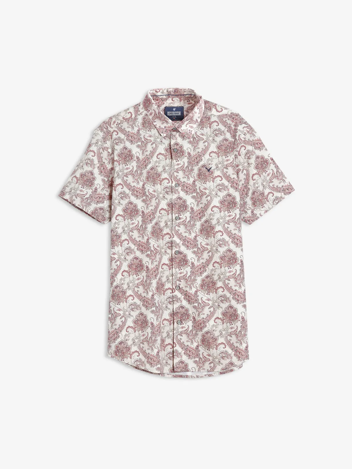 Pioneer orange and cream printed shirt