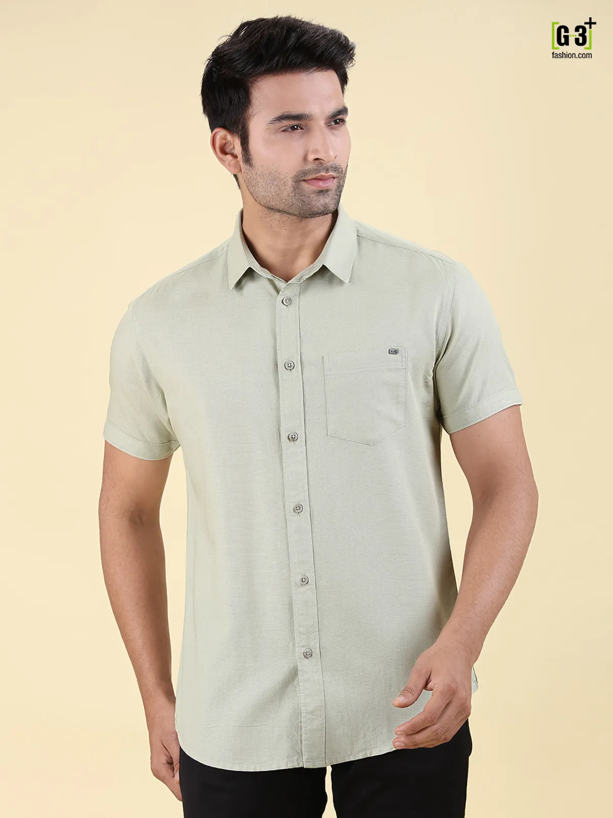 Pioneer pista green patch pocket solid shirt