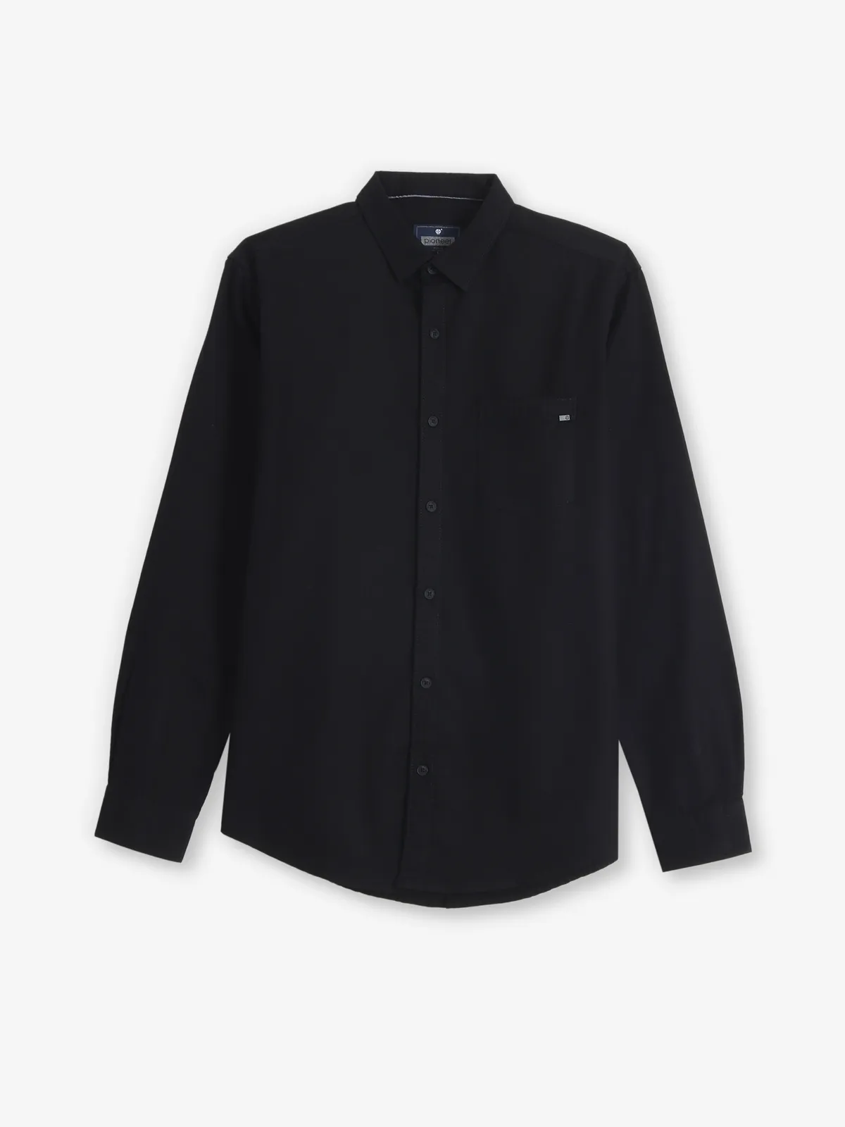 PIONEER plain black cotton casual shirt
