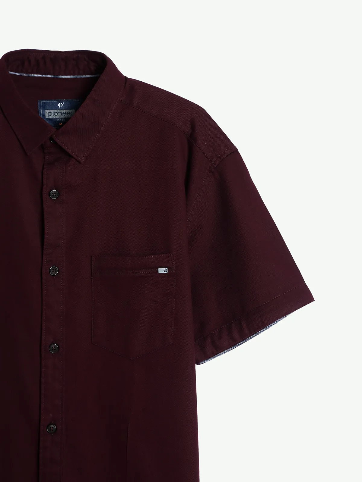 Pioneer plain wine cotton shirt