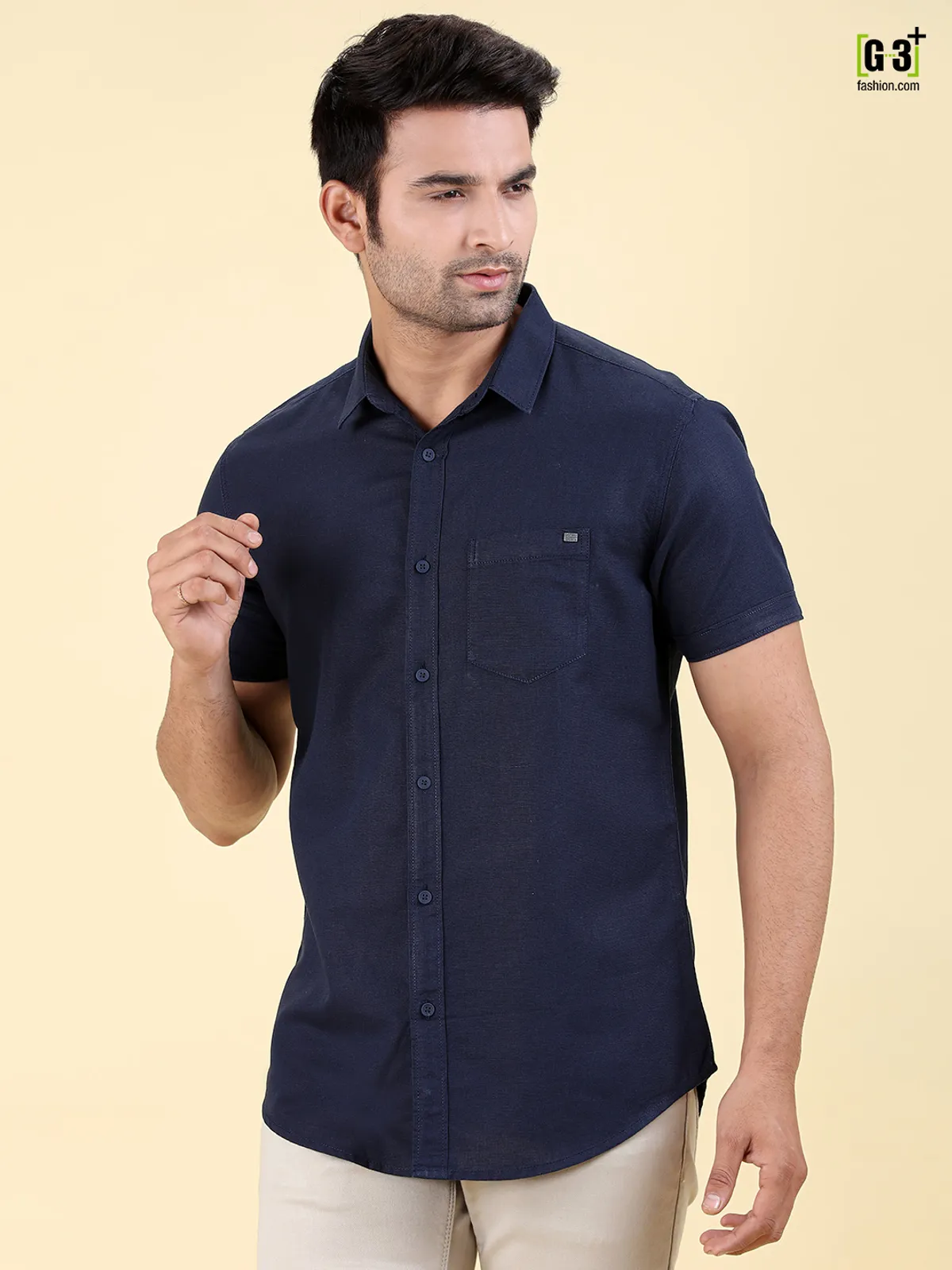 Pioneer presented navy solid shirt