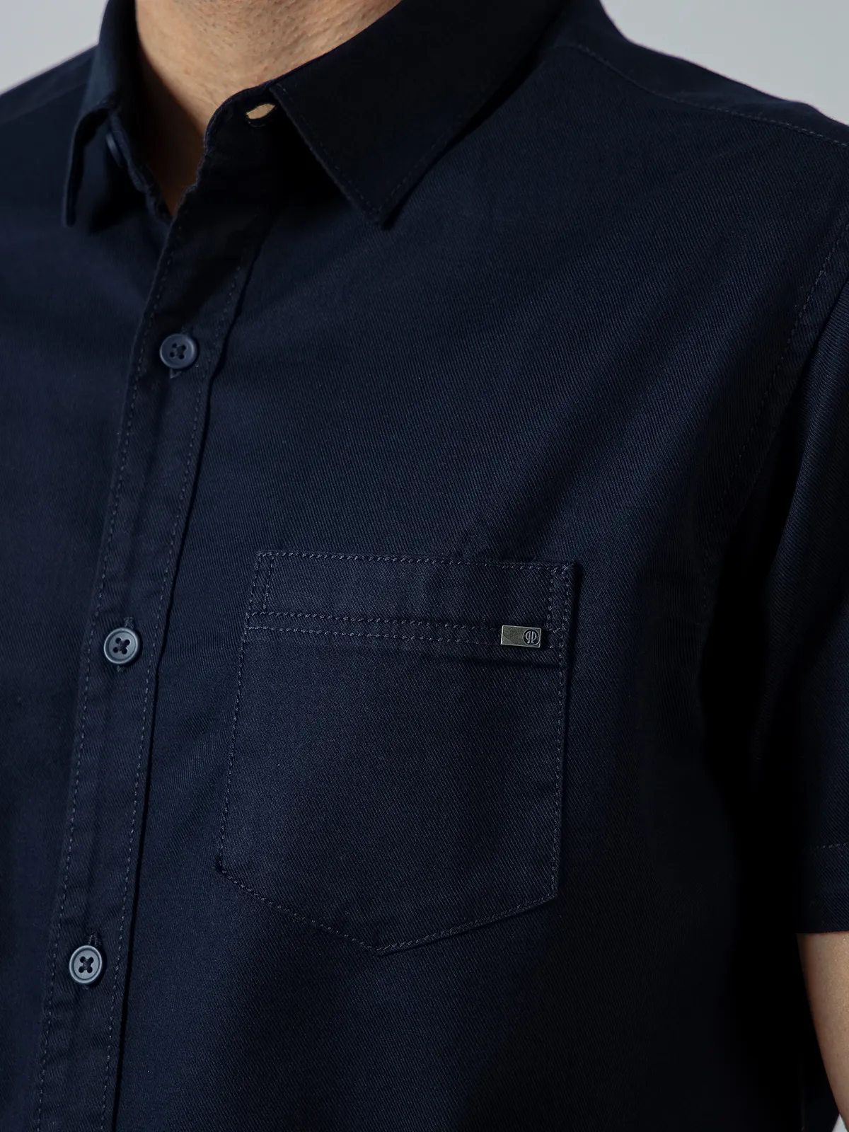 Pioneer solid navy cotton shirt for mens