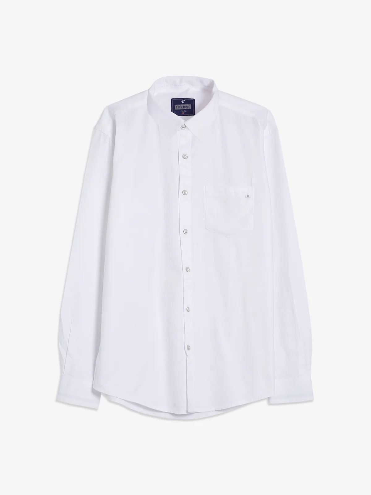 Pioneer white cotton plain shirt