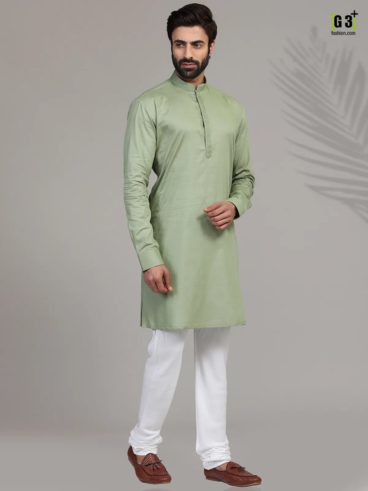 Pista green cotton  Men Kurta pajama