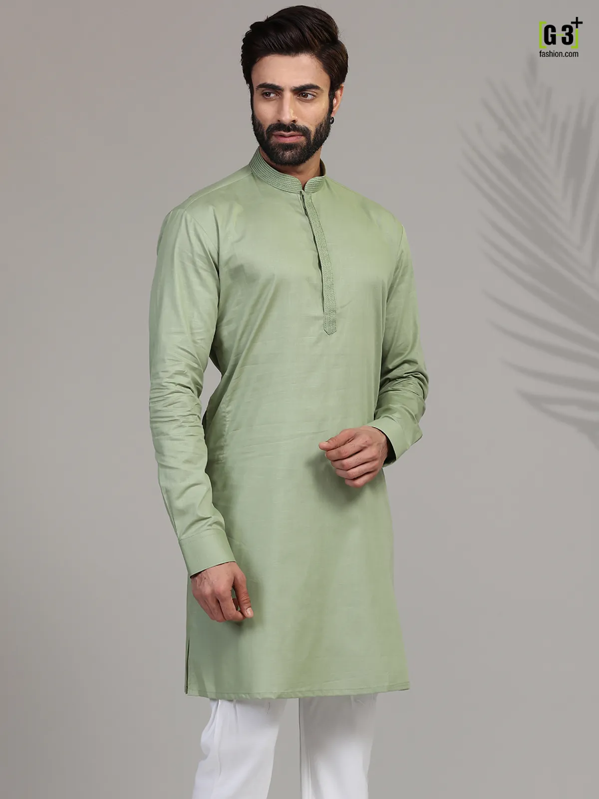 Pista green cotton only kurta