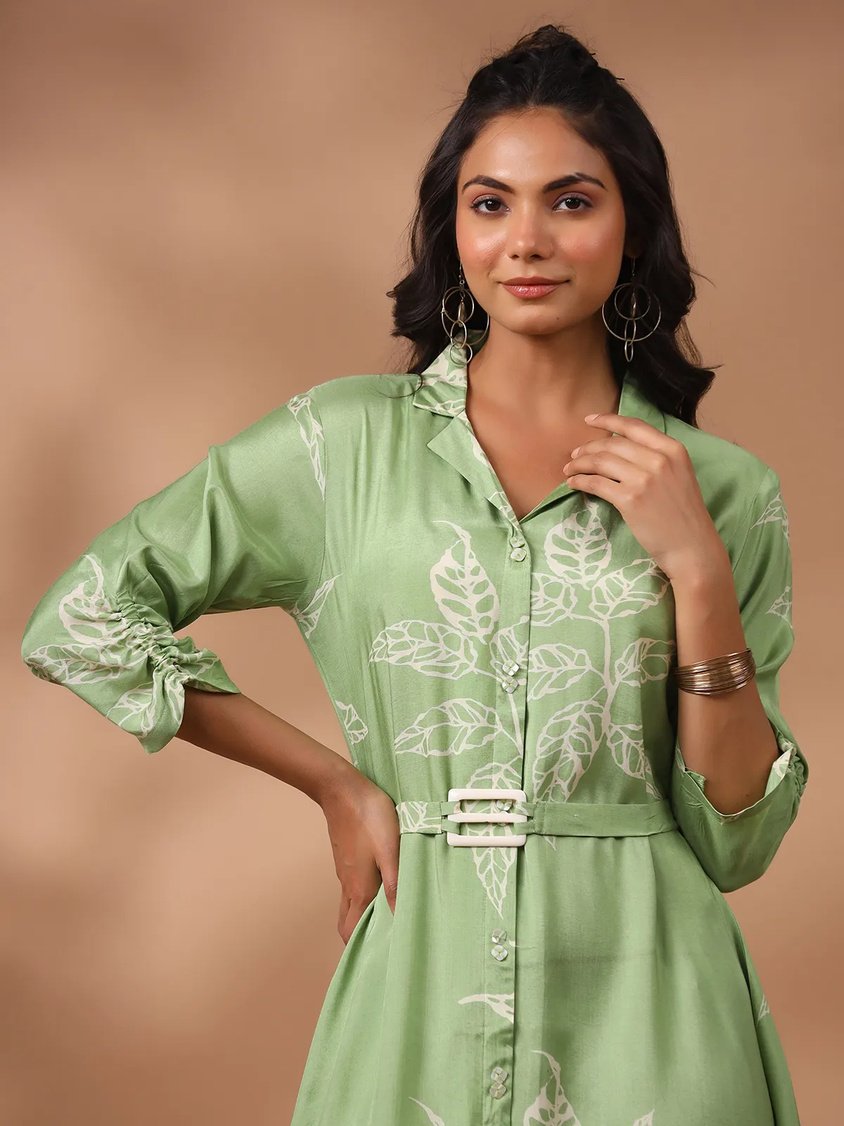Pista green printed kurti in cotton