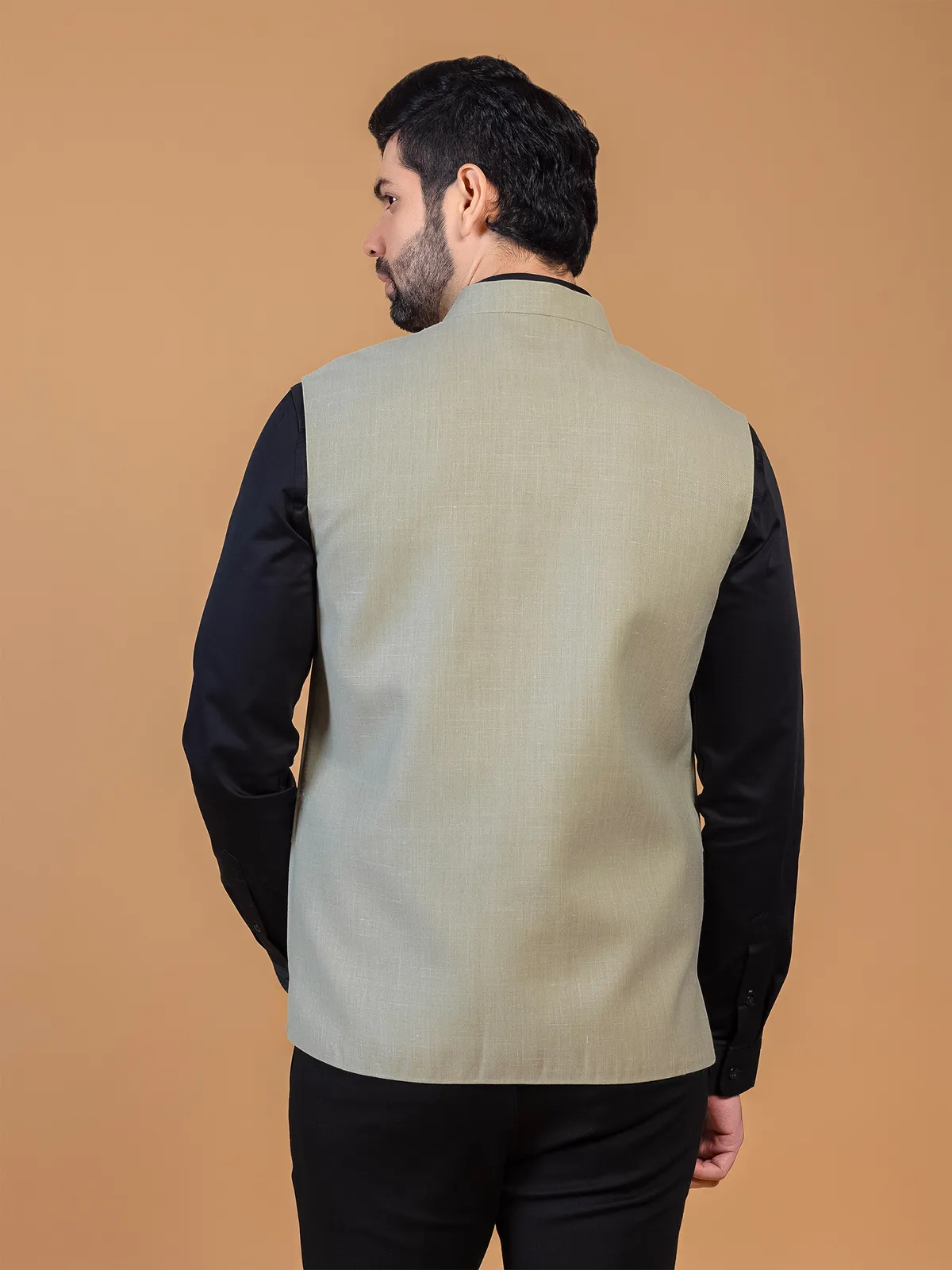 Plain cotton light green waistcoat