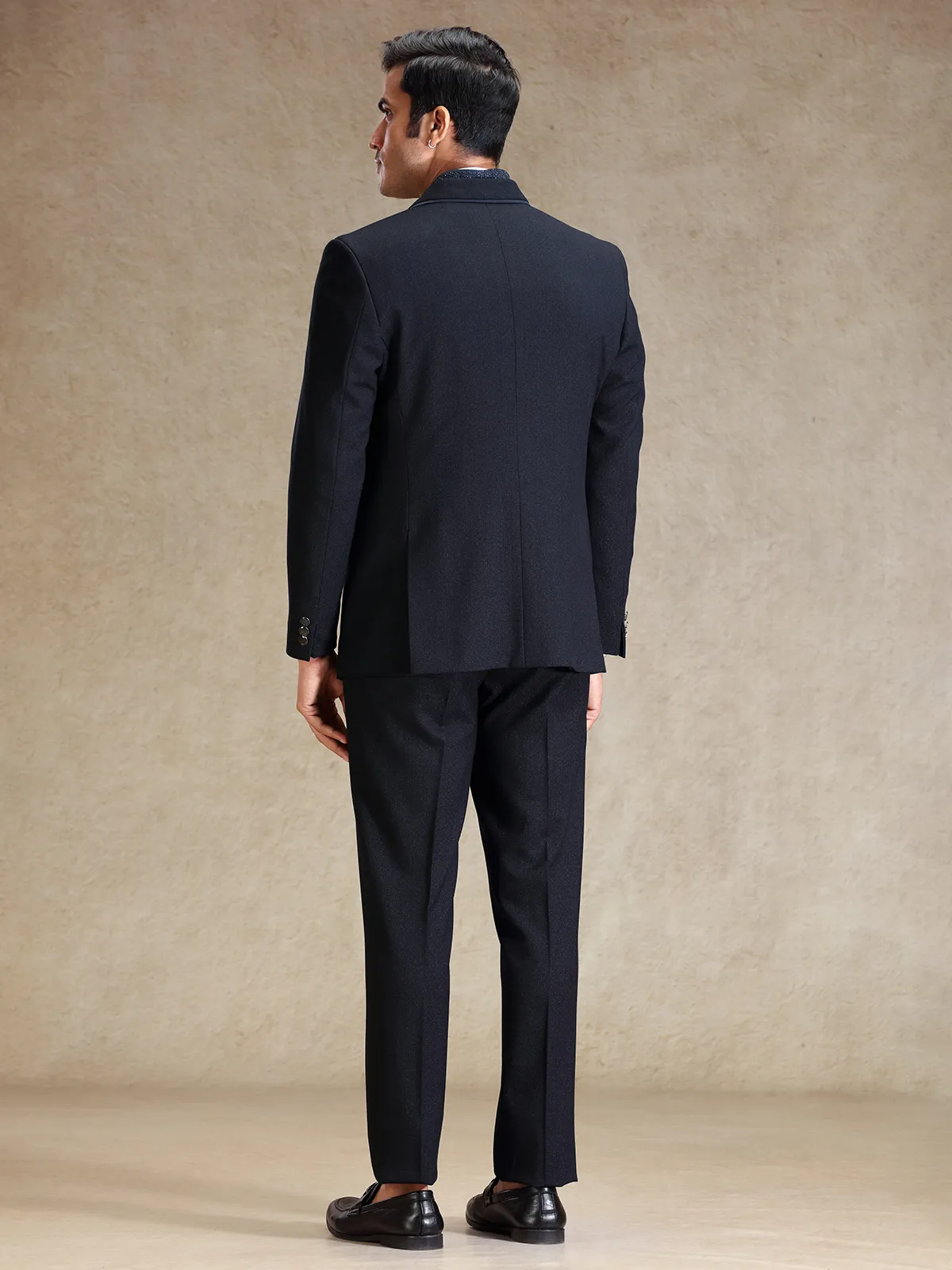 Premium Navy terry rayon tuxedo 5 pcs suit for men