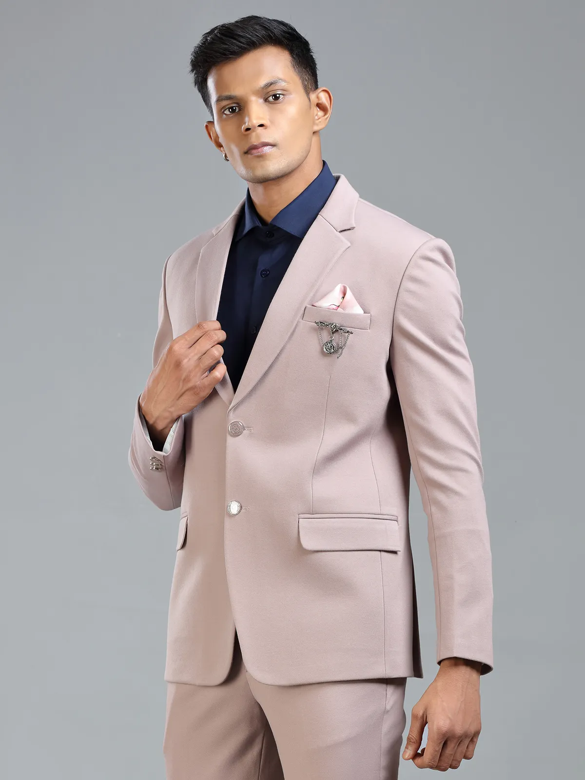 Premium peach blazer in soft terry rayon fabric