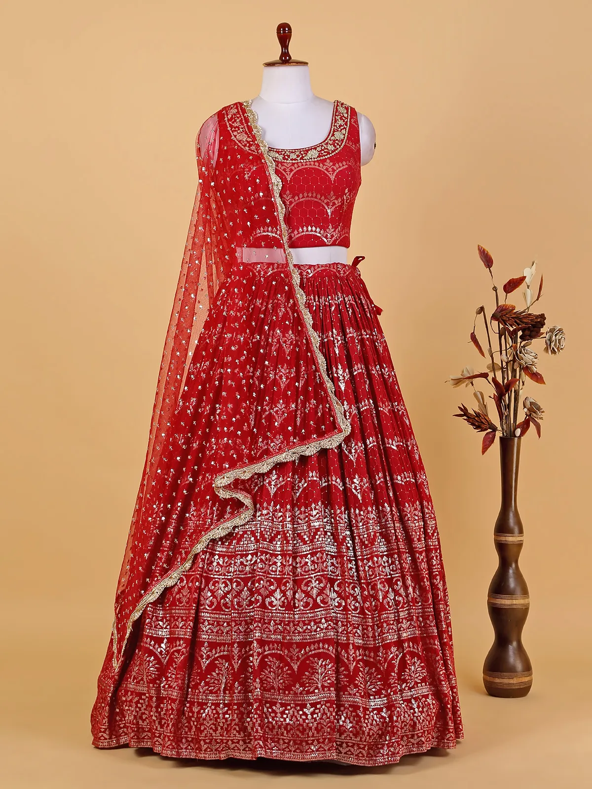 Pretty maroon georgette lehenga choli