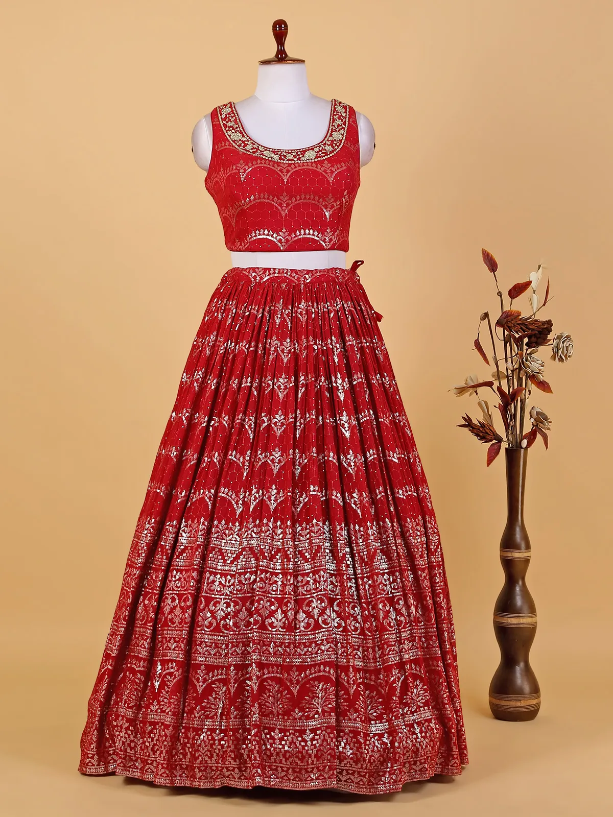 Pretty maroon georgette lehenga choli