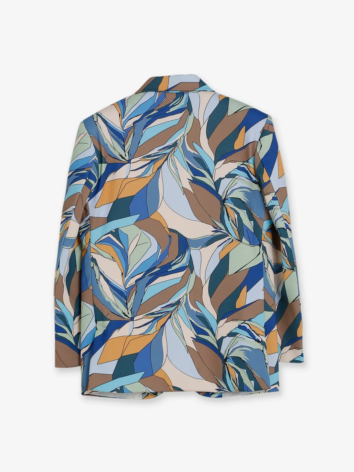 Printed blue terry rayon blazer