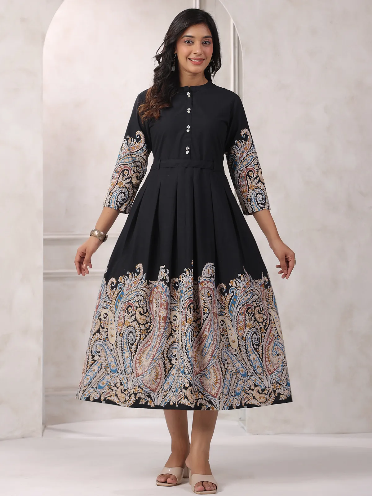 Printed cotton black casual kurti