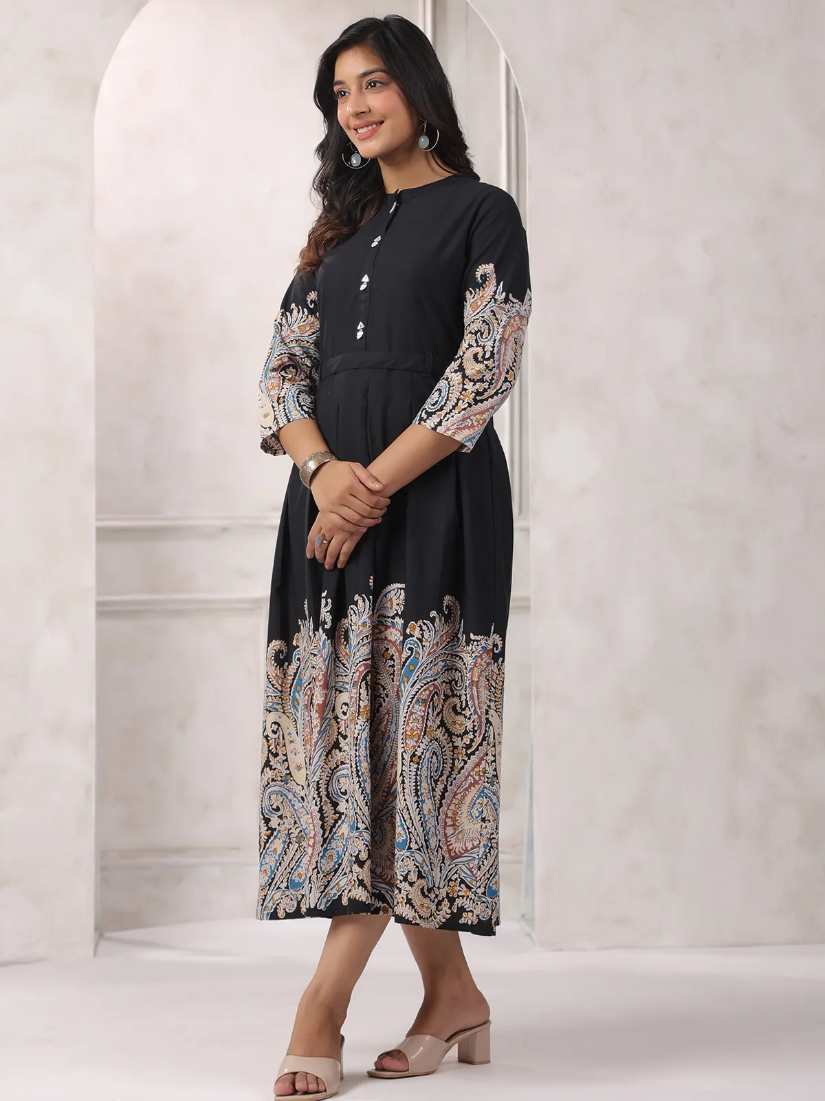 Printed cotton black casual kurti