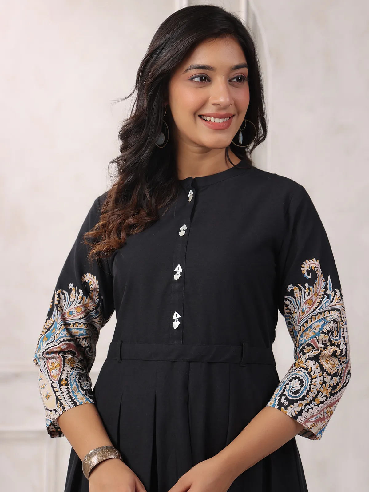 Printed cotton black casual kurti