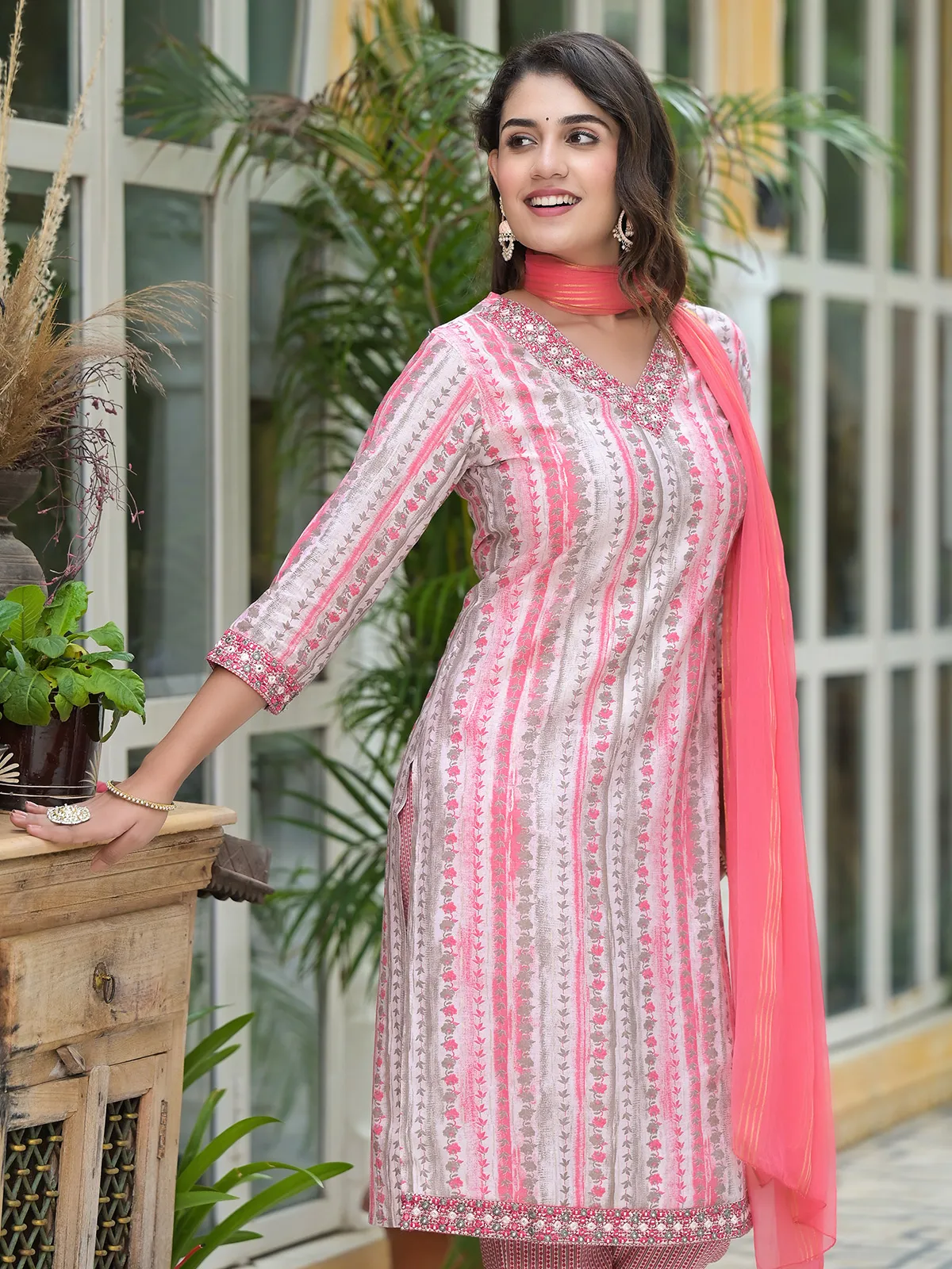 Printed cotton kurti set in cotton