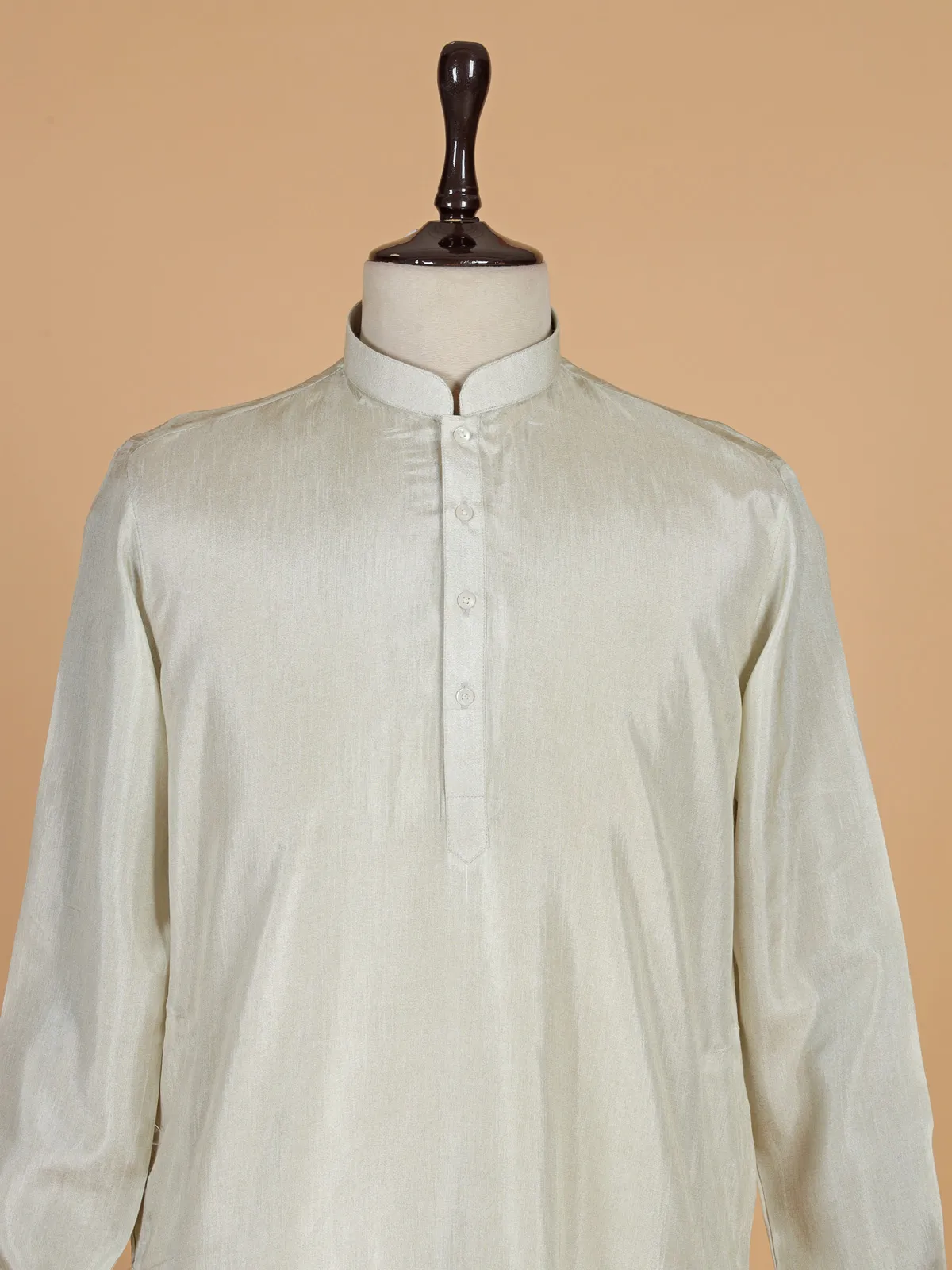Printed new off white silk kurta suit for men
