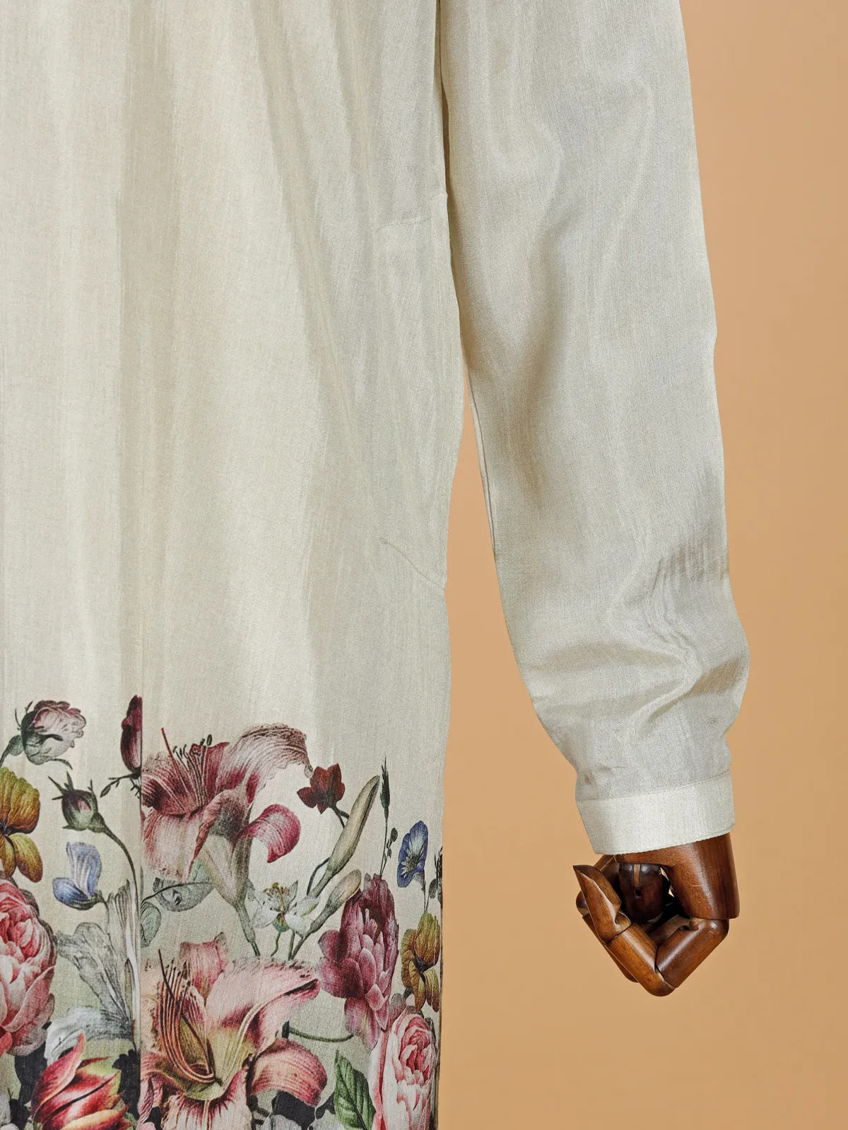 Printed new off white silk kurta suit for men