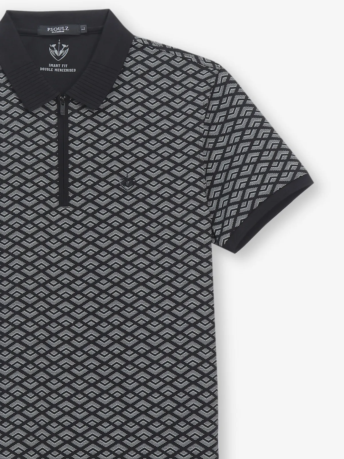PSOULZ black printed cotton slim fit t-shirt