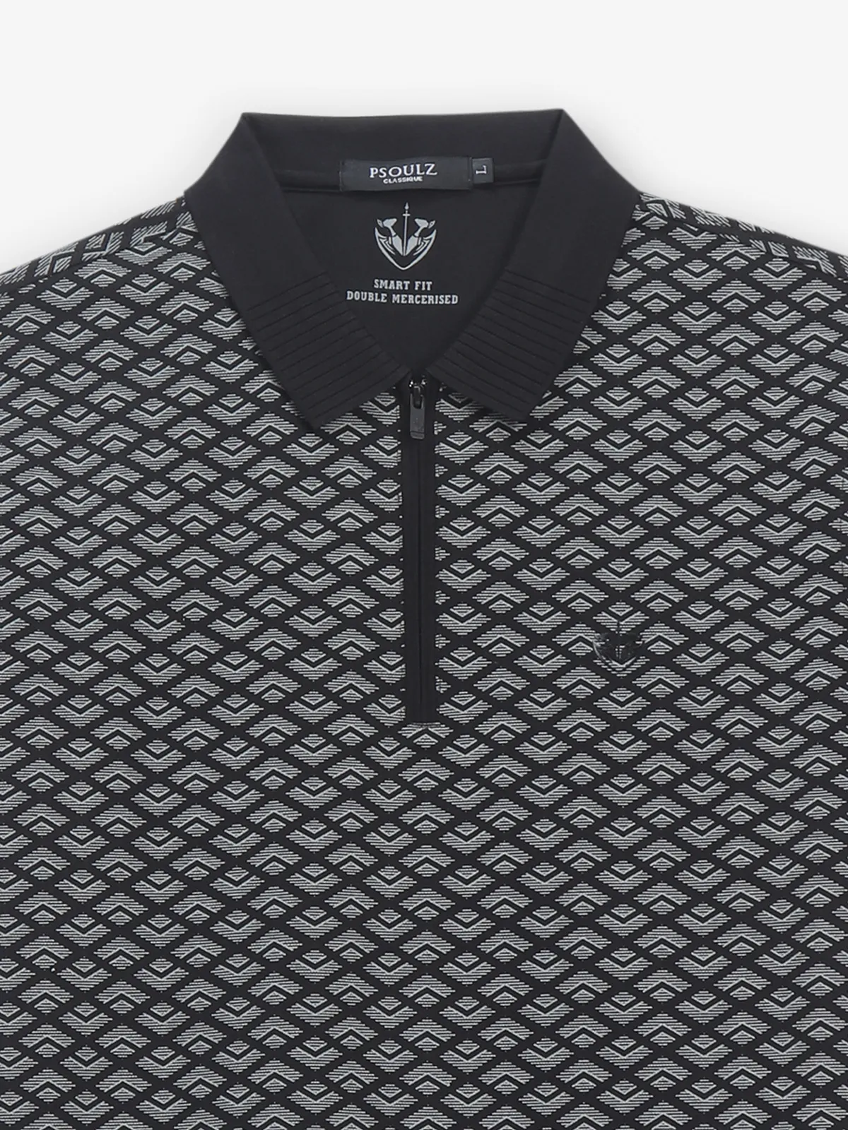 PSOULZ black printed cotton slim fit t-shirt