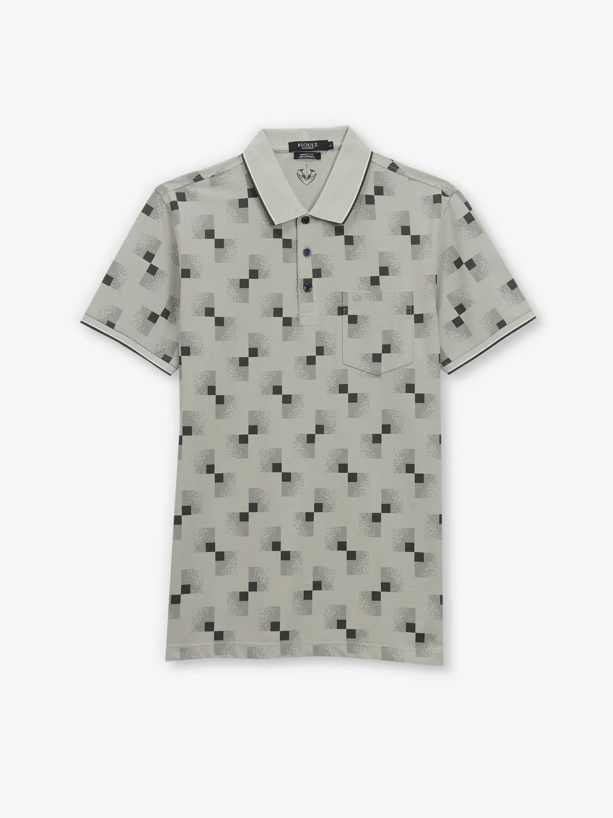 PSOULZ grey printed casual cotton t-shirt