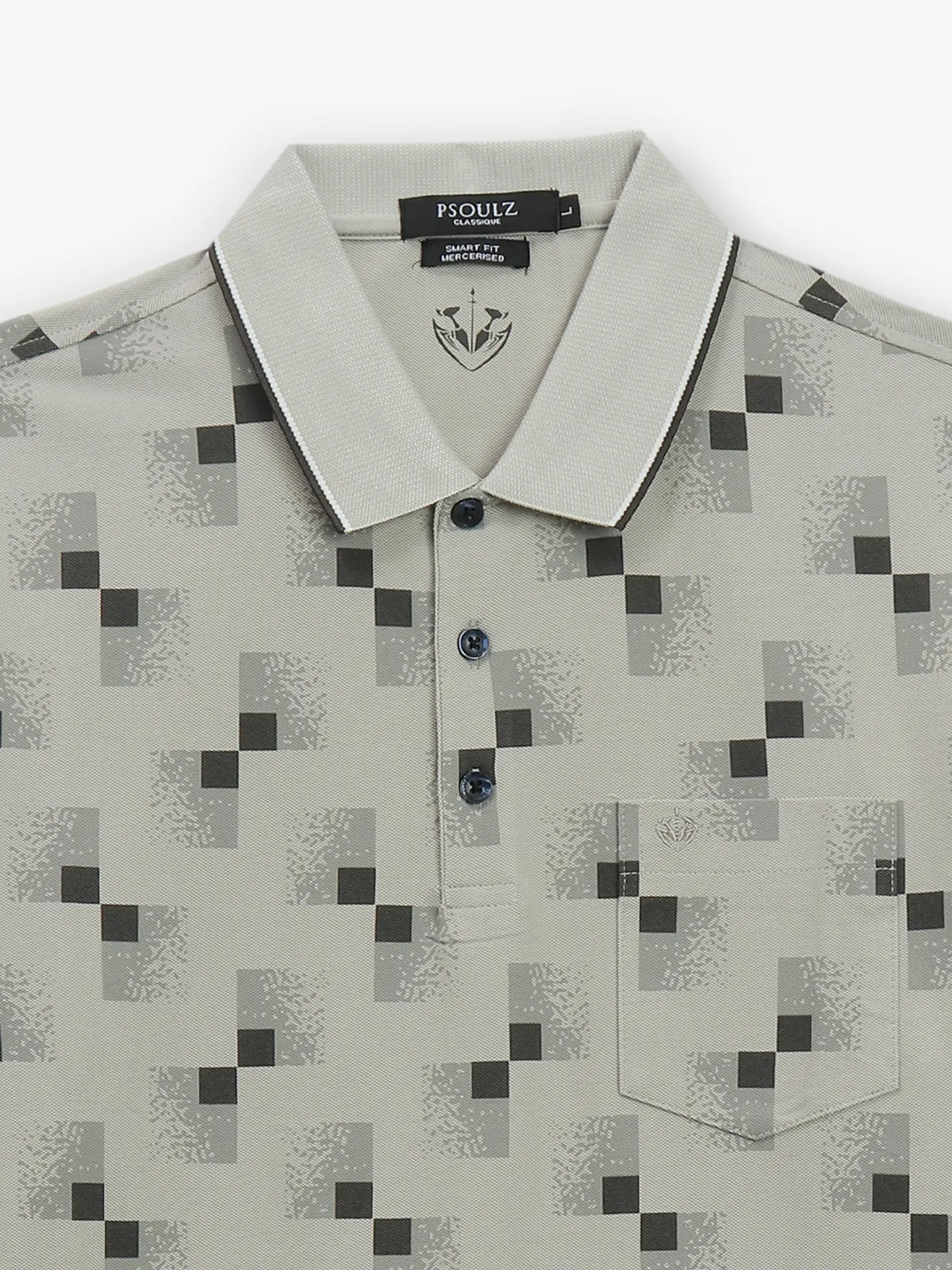 PSOULZ grey printed casual cotton t-shirt