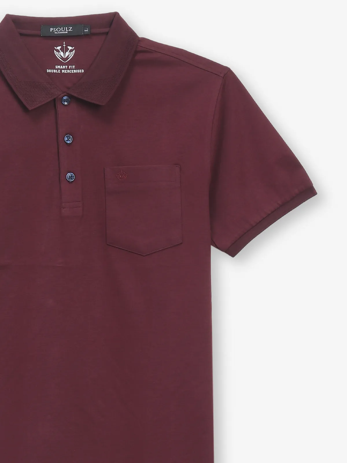 PSOULZ maroon cotton slim fit t-shirt