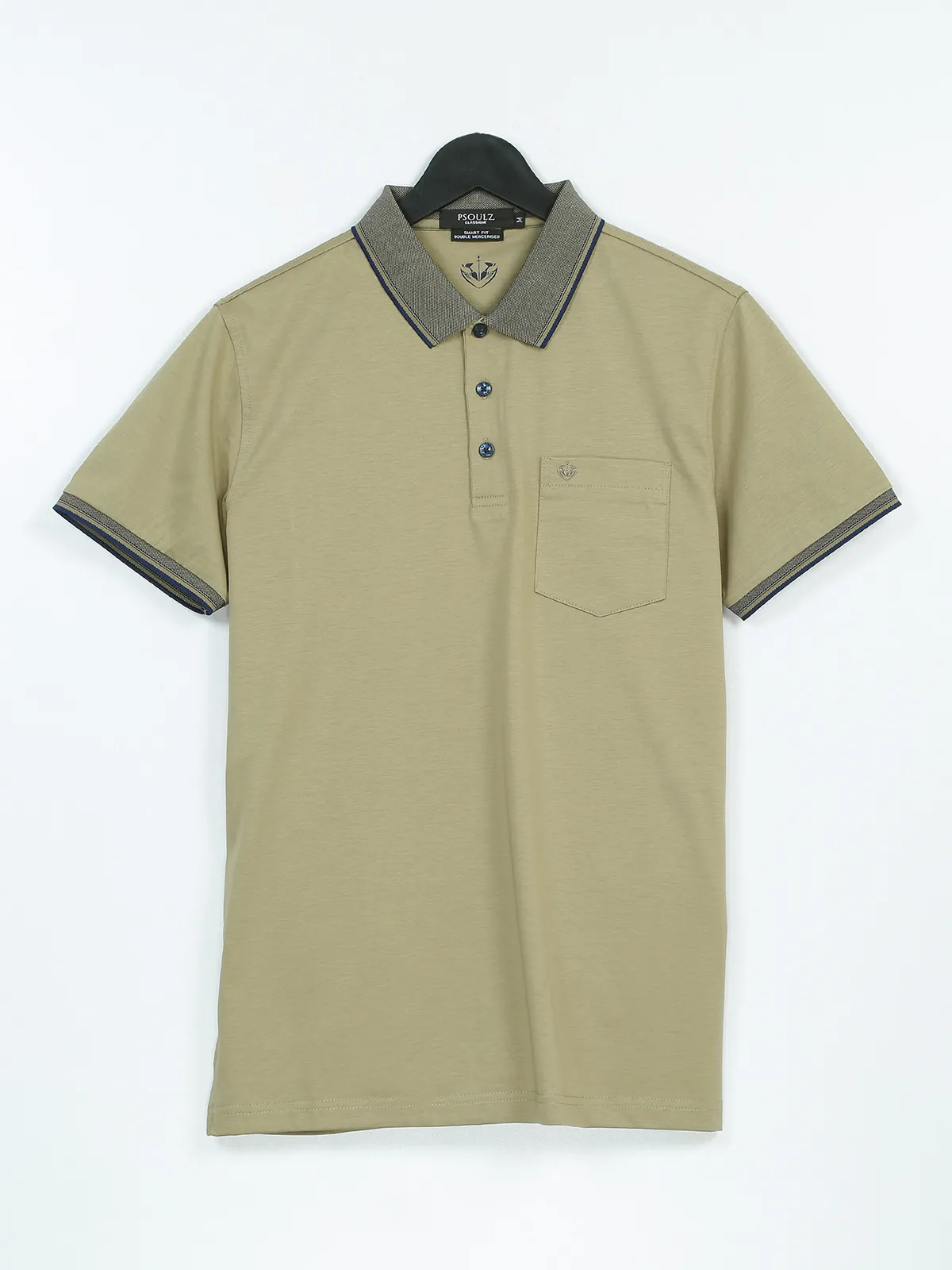 PSOULZ olive cotton plain t shirt