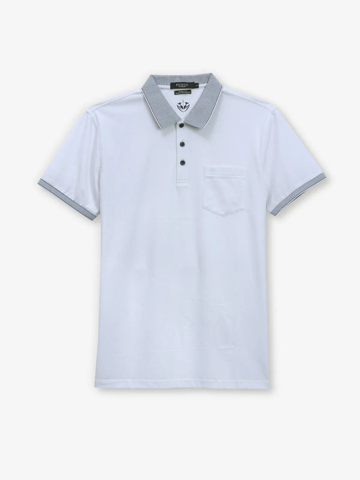 PSOULZ plain cotton white polo t-shirt