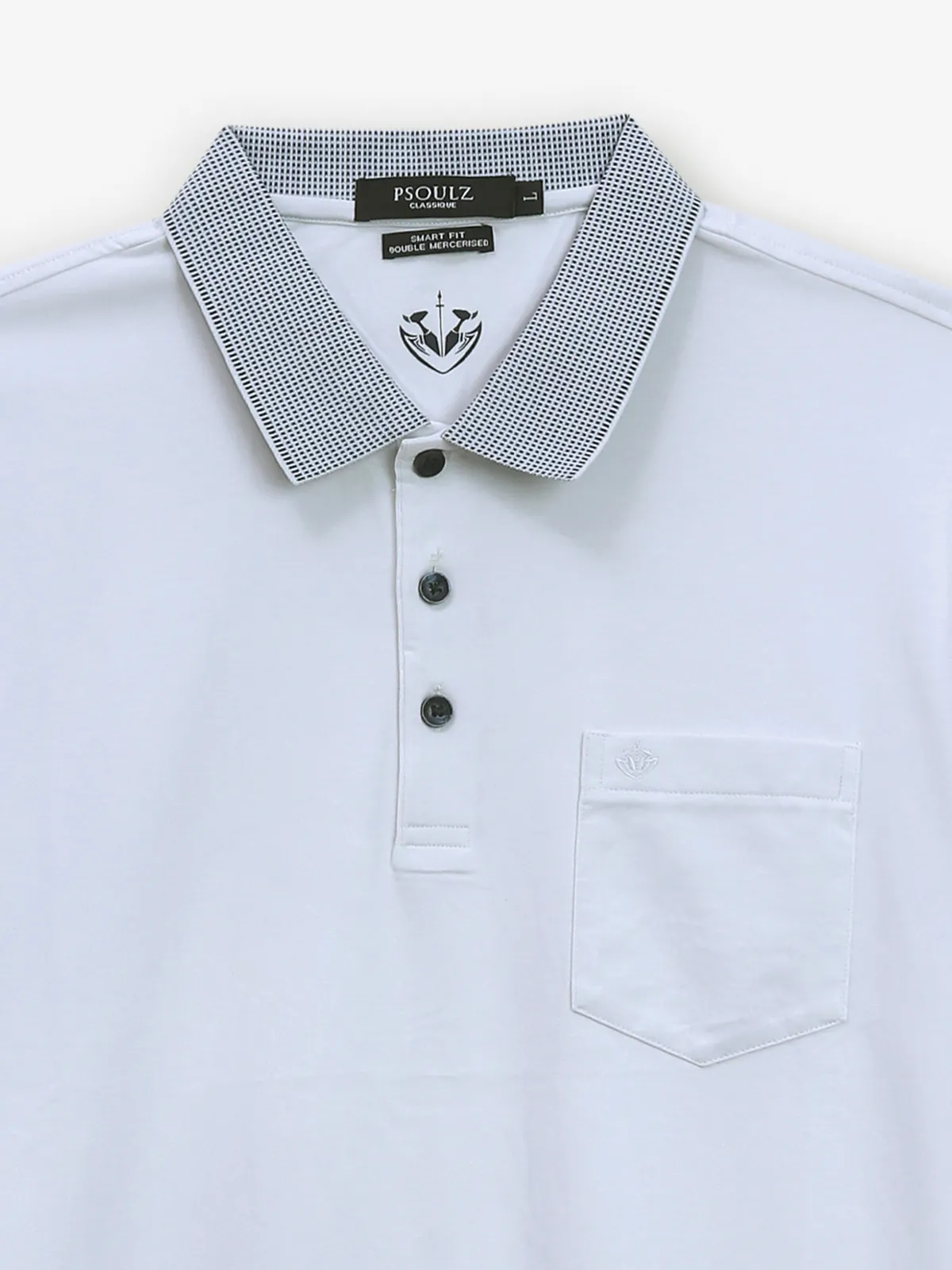 PSOULZ plain cotton white polo t-shirt