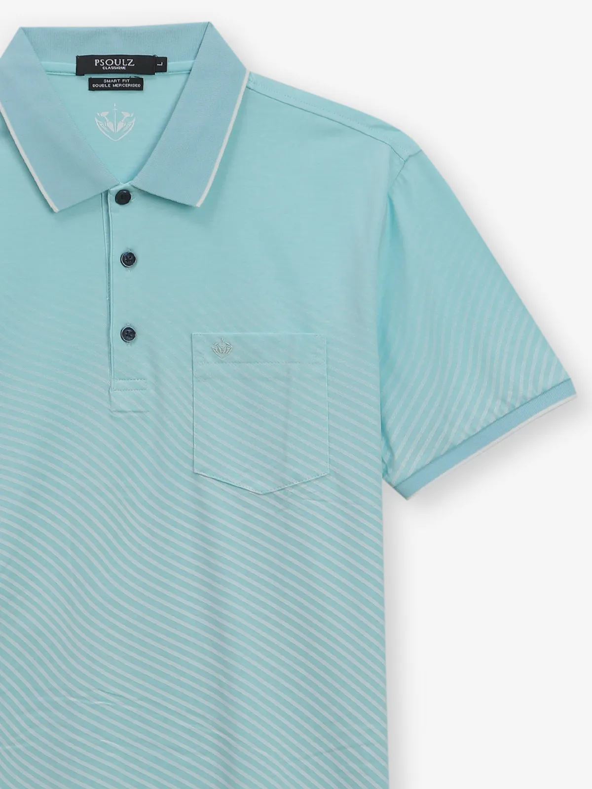 PSOULZ sky blue cotton printed t-shirt