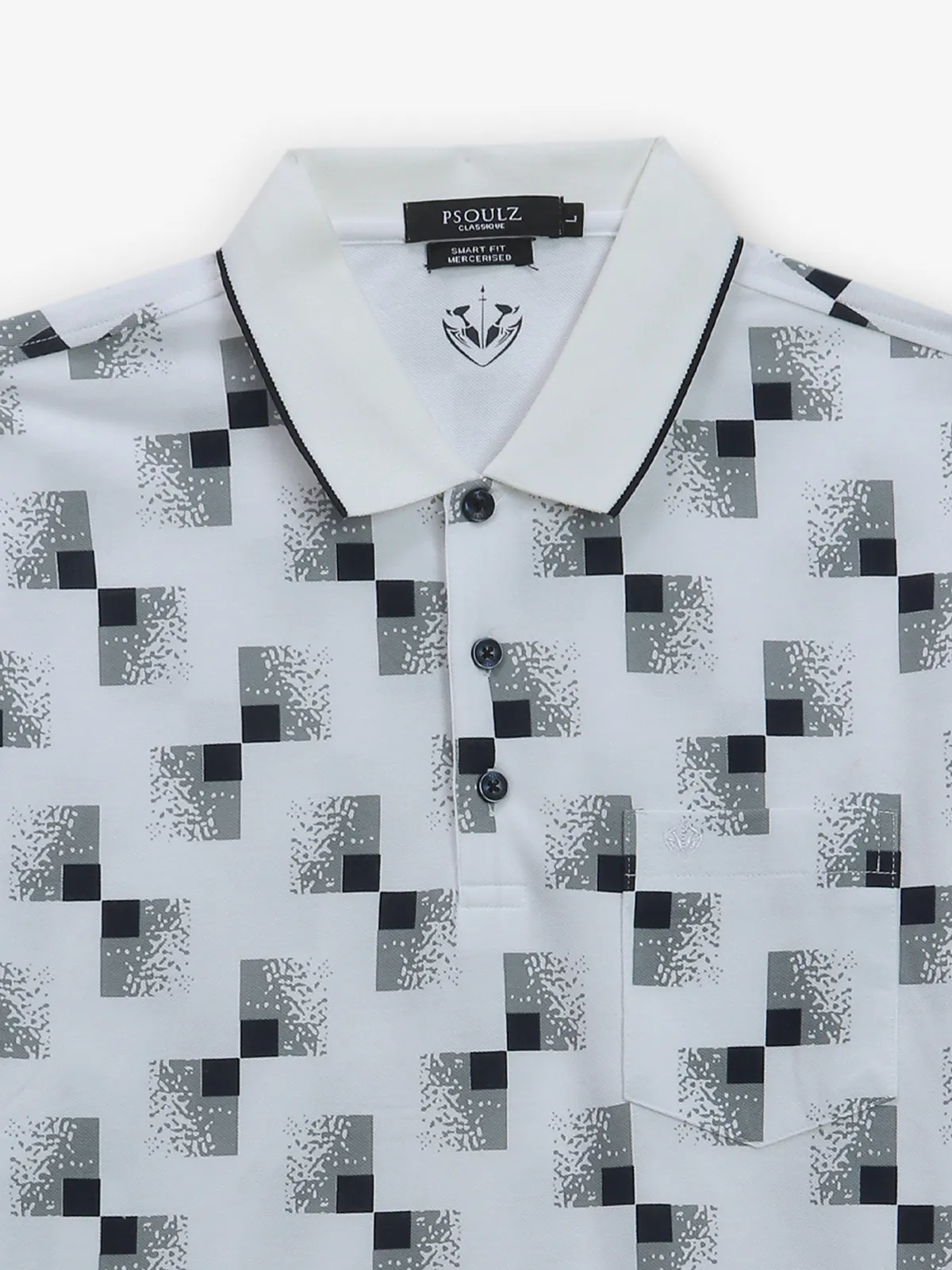 PSOULZ white printed polo t-shirt in cotton