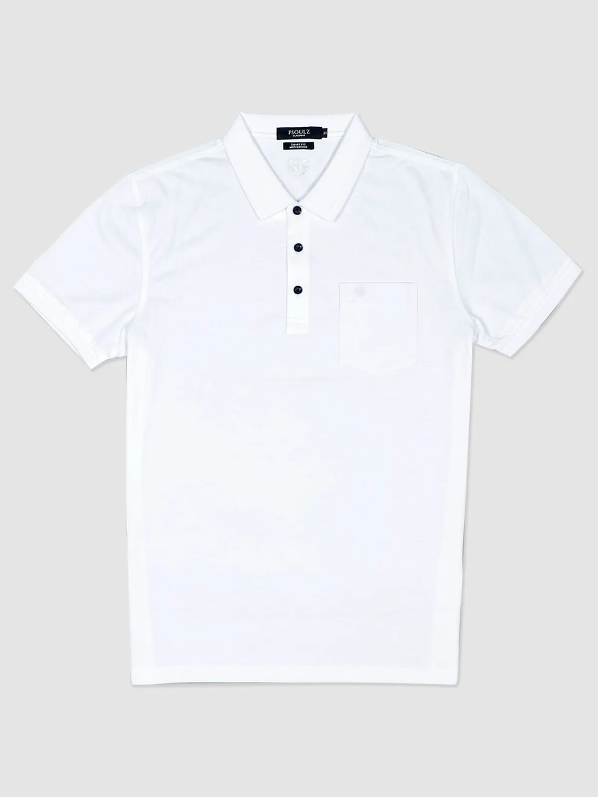 Psoulz white solid casual polo t-shirt
