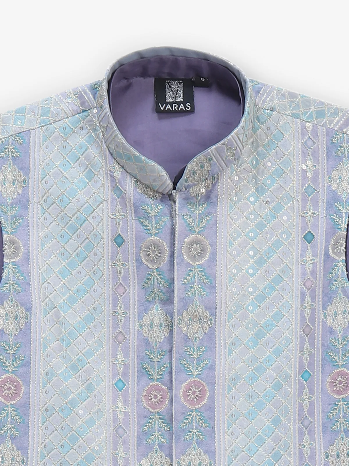 Purple cotton silk waistcoat set for boys