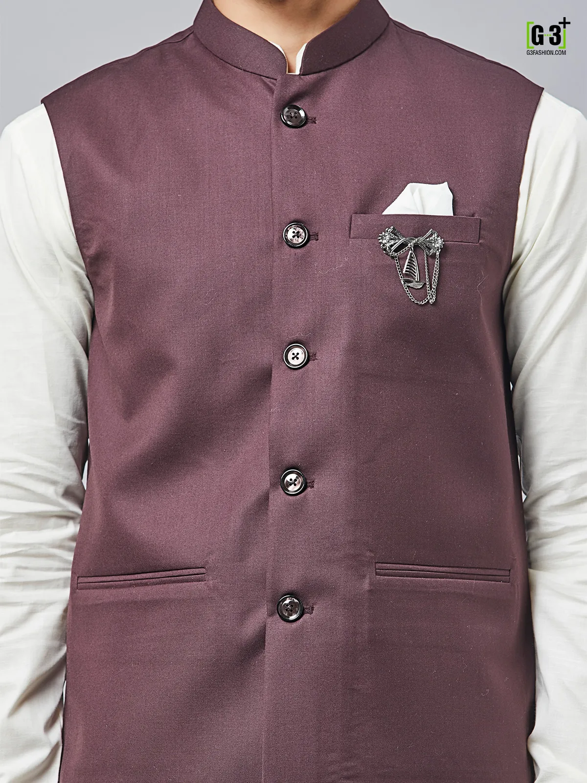 Purple mens waistcoat set in cotton