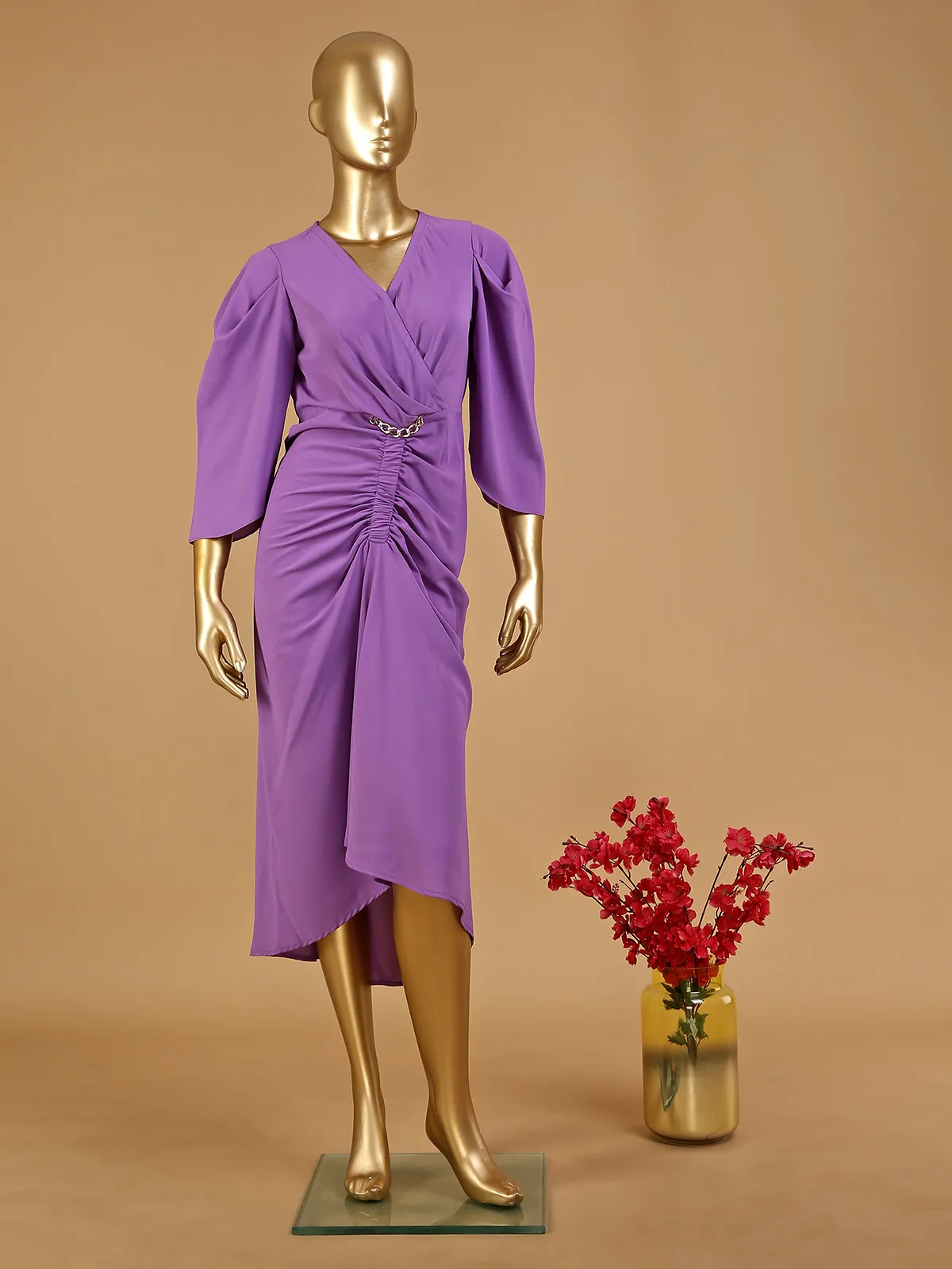 Purple reyon dress for parties