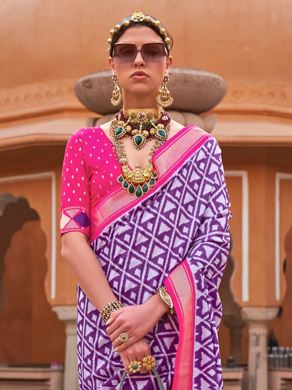 Purple soft cotton silk saree