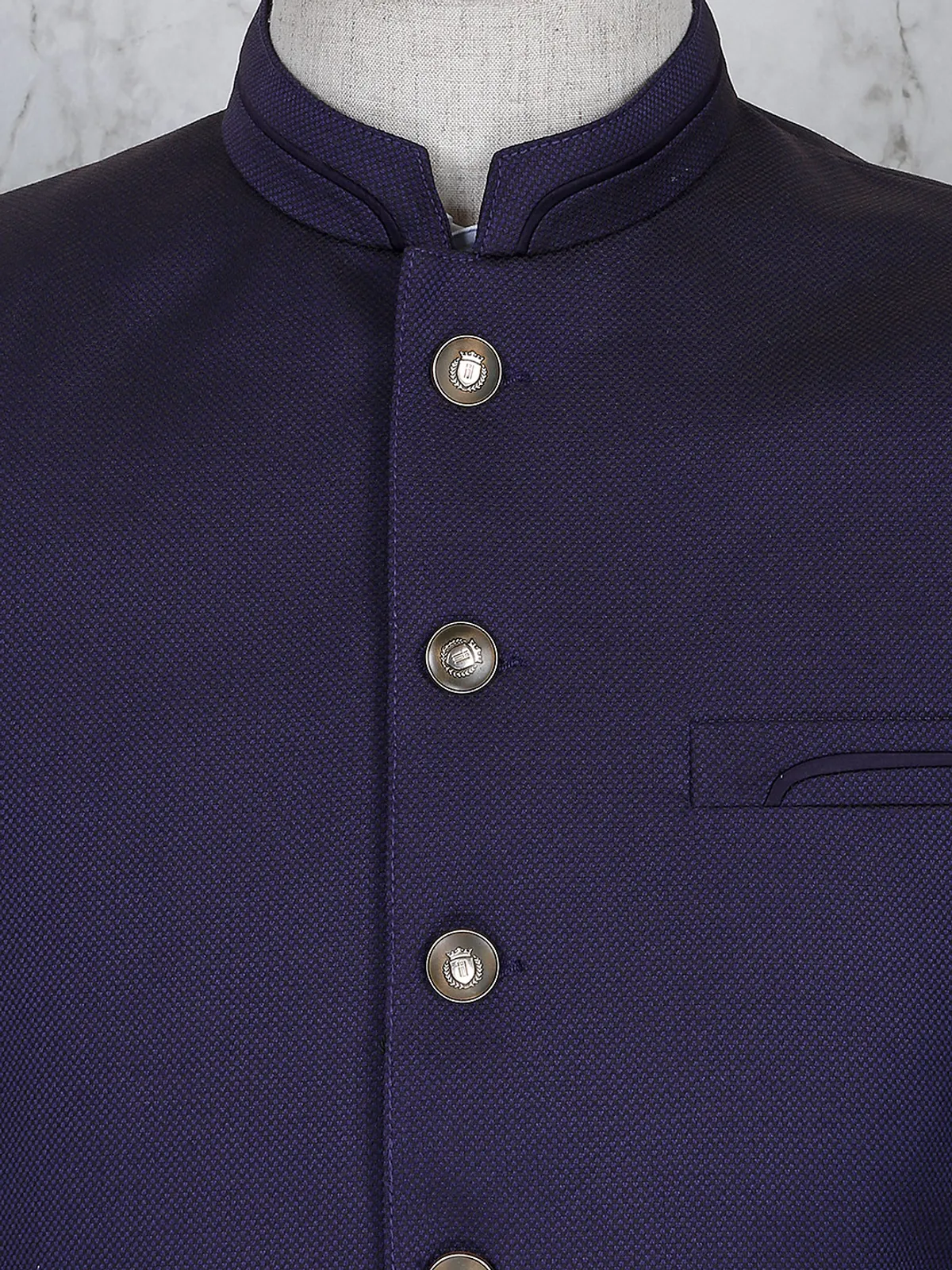 Purple terry rayon fabric solid jodhpuri blazer