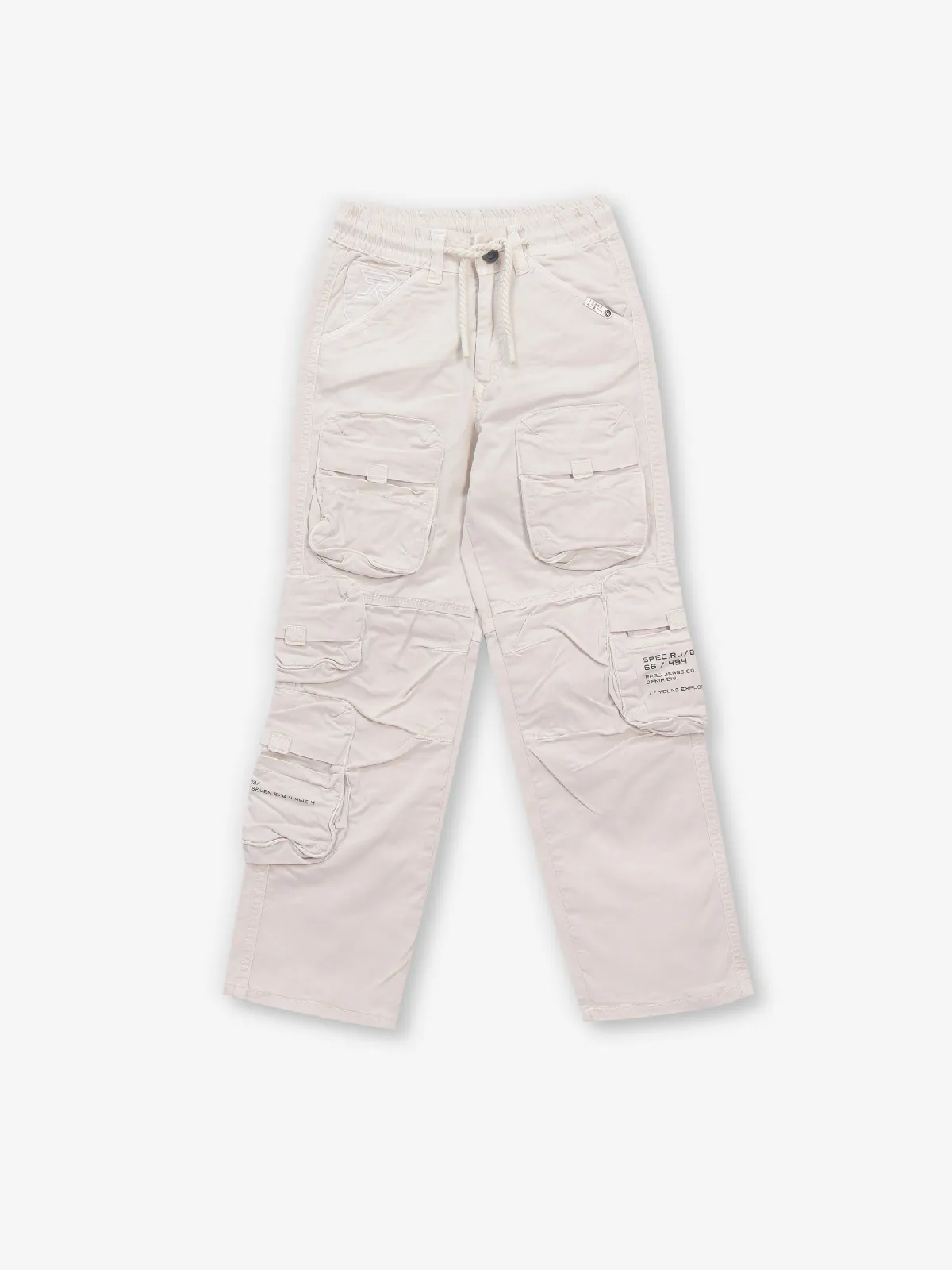 RAGS cream solid cargo jeans