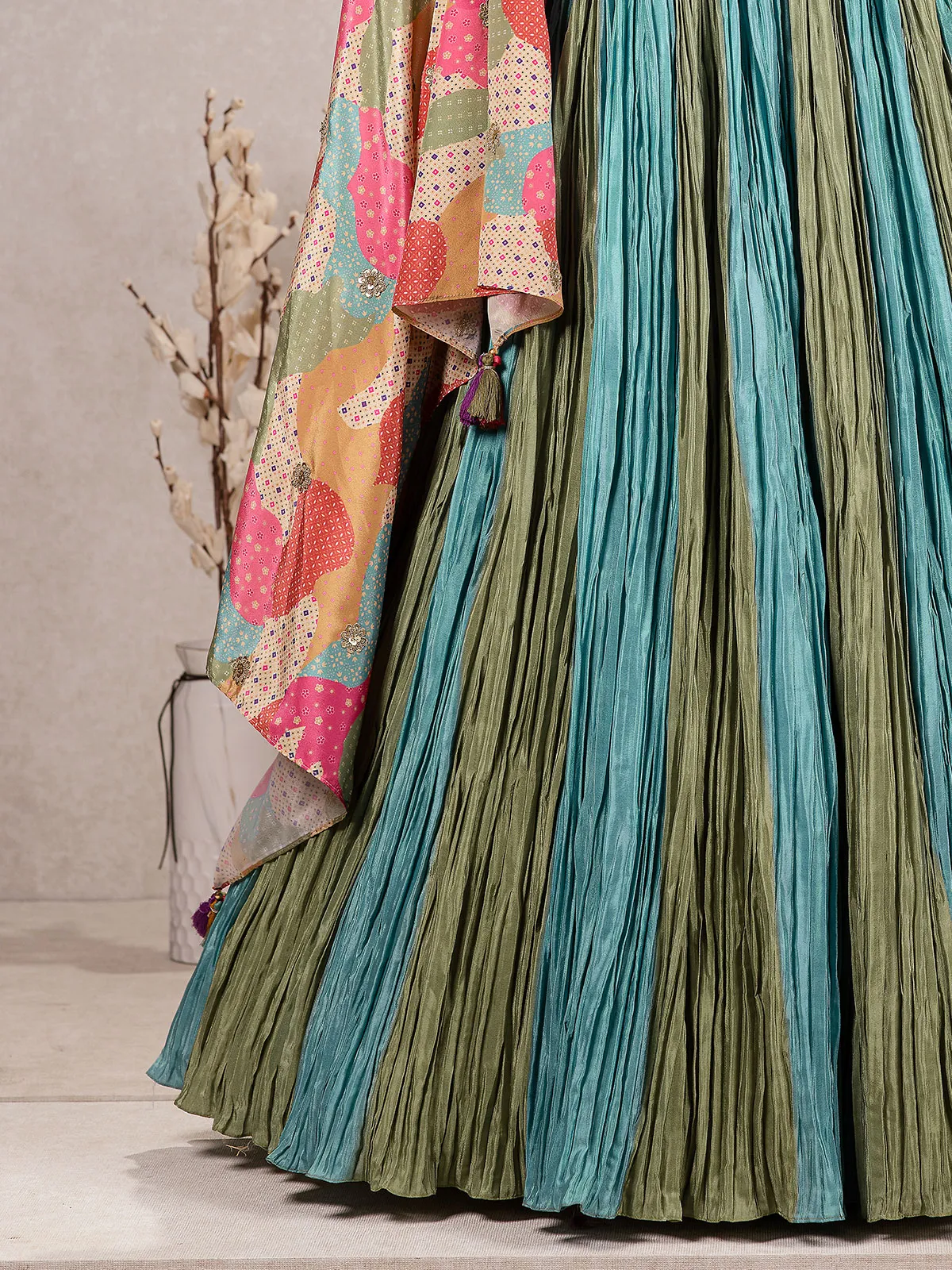 Rama blue and green silk gownG3GGO0886 United States