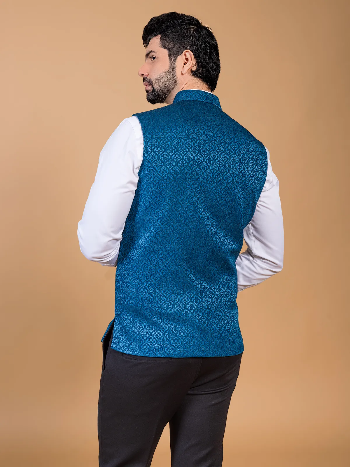 Rama blue embroidery silk waistcoat